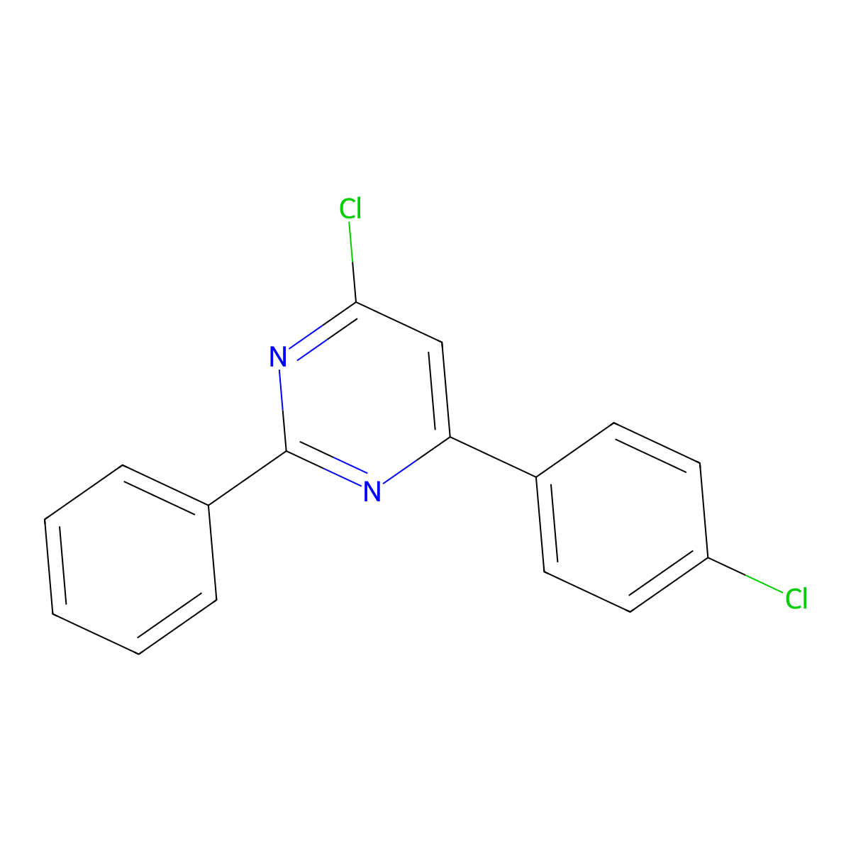 4-Chloro-6-(4-chlorophenyl)-2-phenylpyrimidine molecular structure, CAS 1354749-13-5