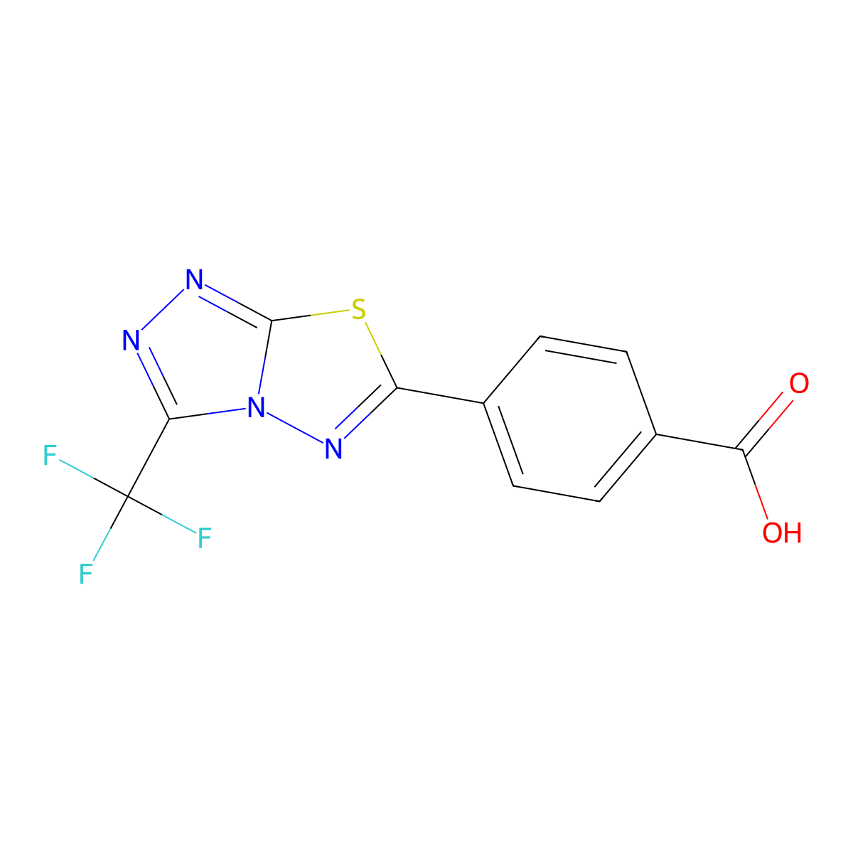 4-[3-(Trifluoromethyl)[1,2,4]triazolo[3,4-b][1,3,4]thiadiazol-6-yl]benzoic acid molecular structure, CAS 1354752-43-4