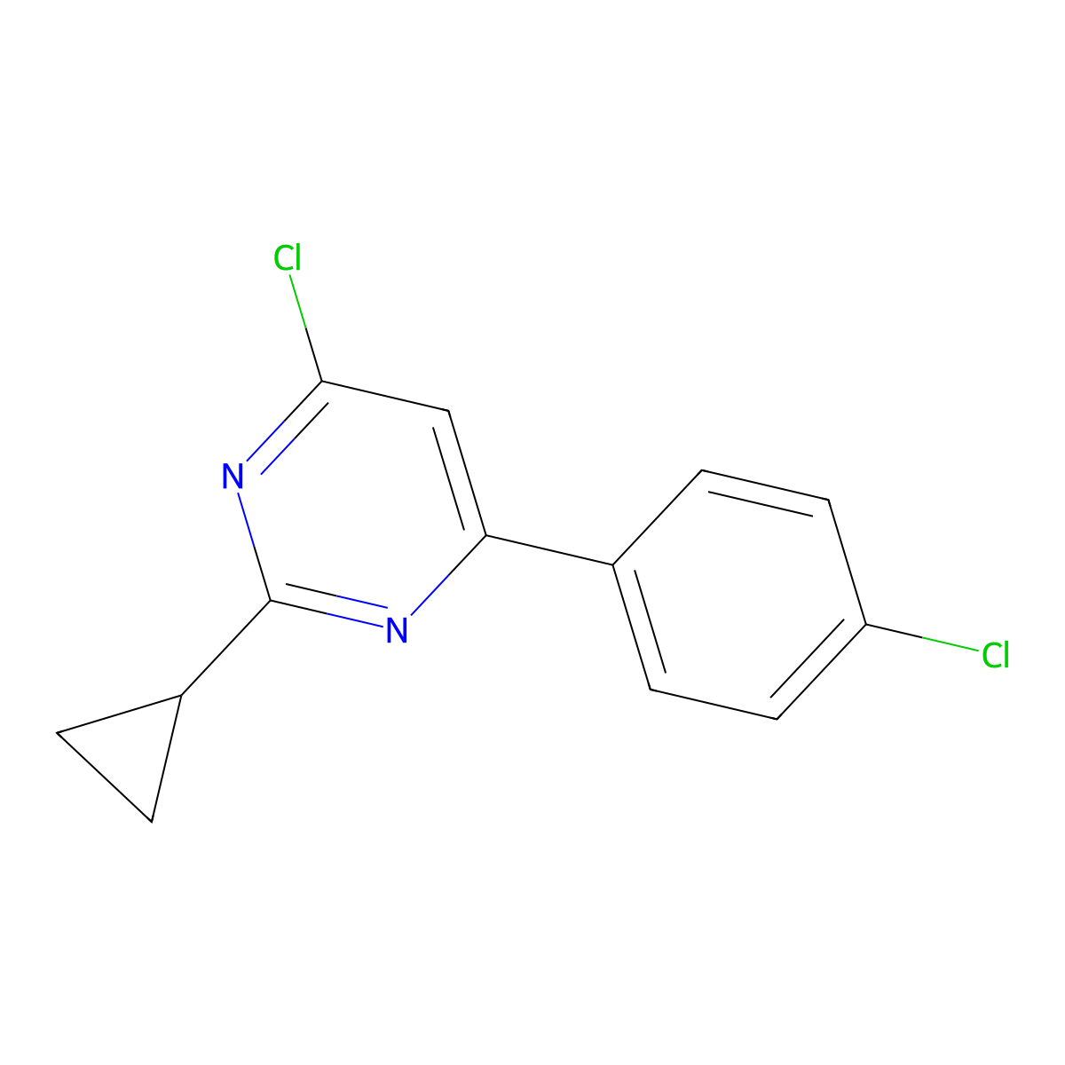 4-Chloro-6-(4-chlorophenyl)-2-cyclopropylpyrimidine molecular structure, CAS 1354754-03-2