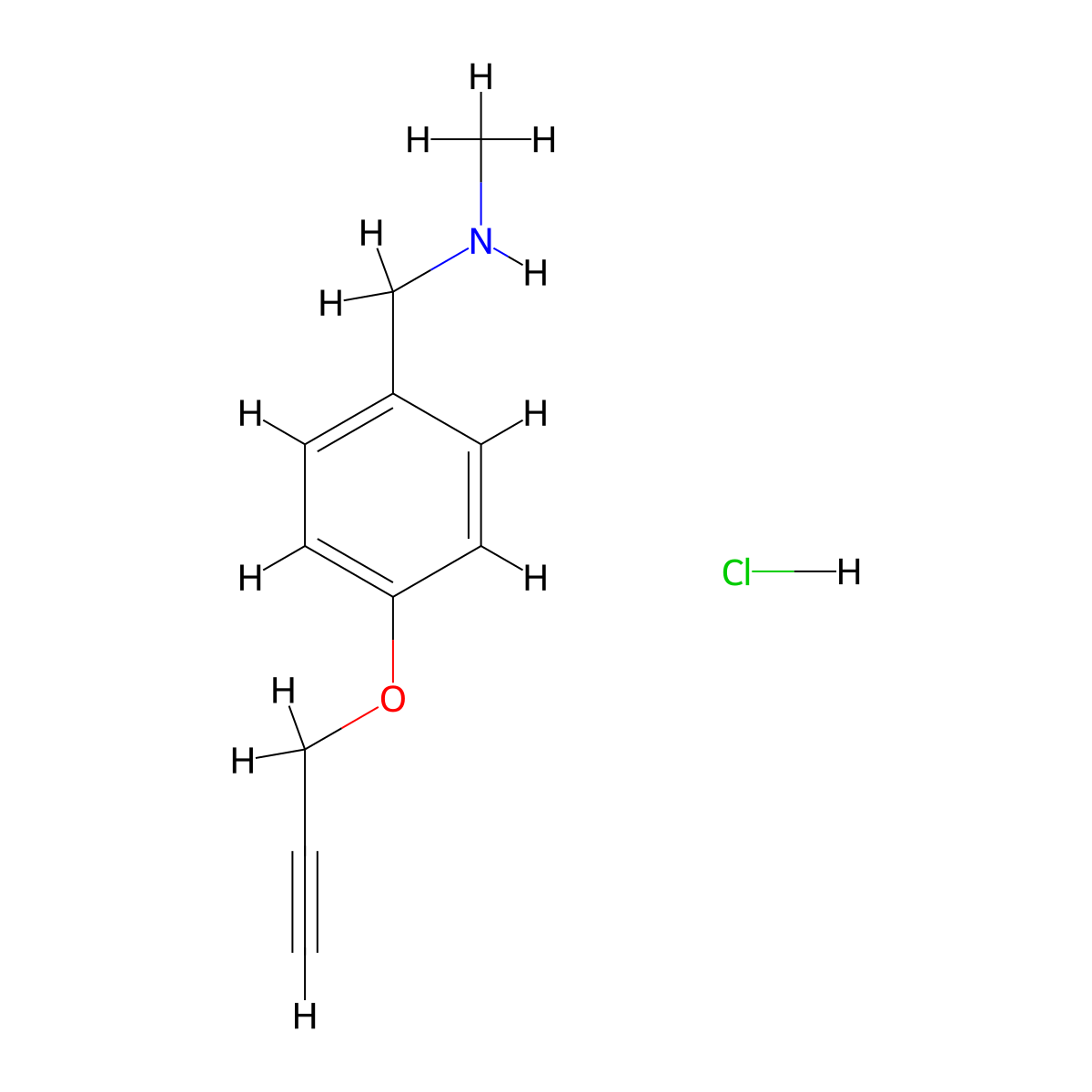 Methyl({[4-(prop-2-yn-1-yloxy)phenyl]methyl})amine hydrochloride molecular structure, CAS 1354754-16-7