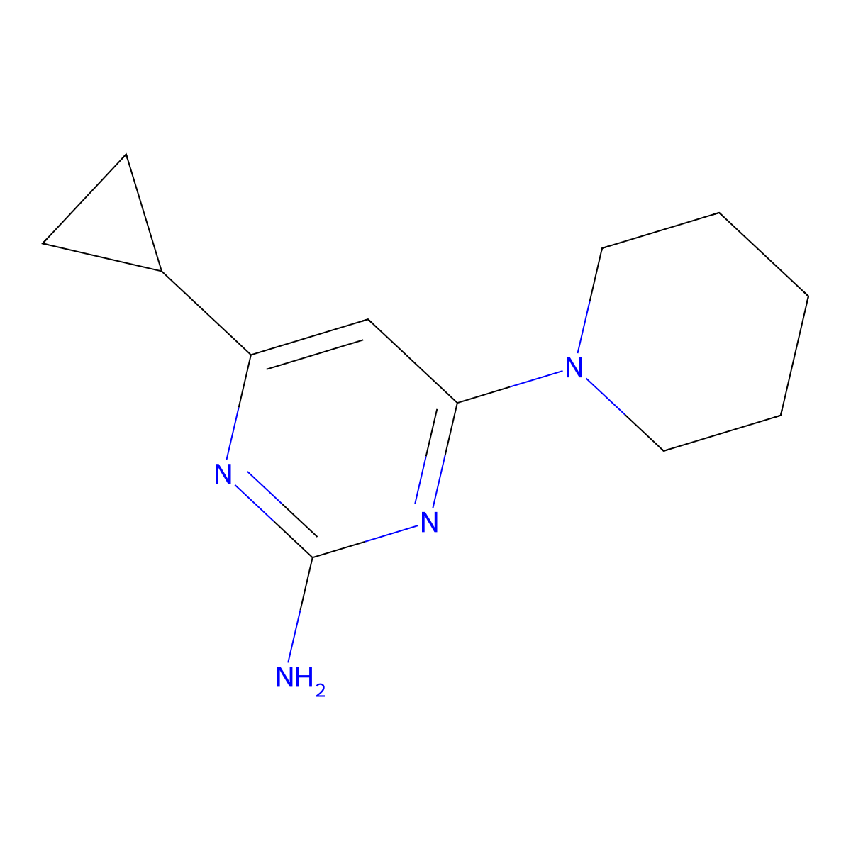 4-Cyclopropyl-6-piperidin-1-ylpyrimidin-2-amine molecular structure, CAS 1354754-65-6