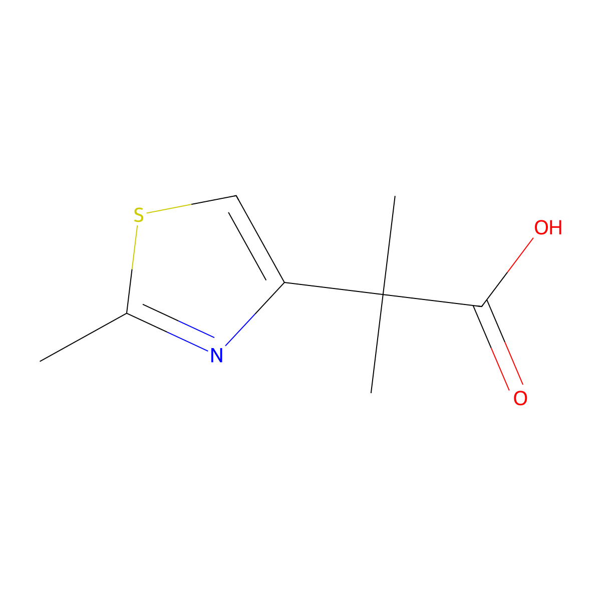2-Methyl-2-(2-methyl-1,3-thiazol-4-yl)propanoic acid molecular structure, CAS 1354764-79-6