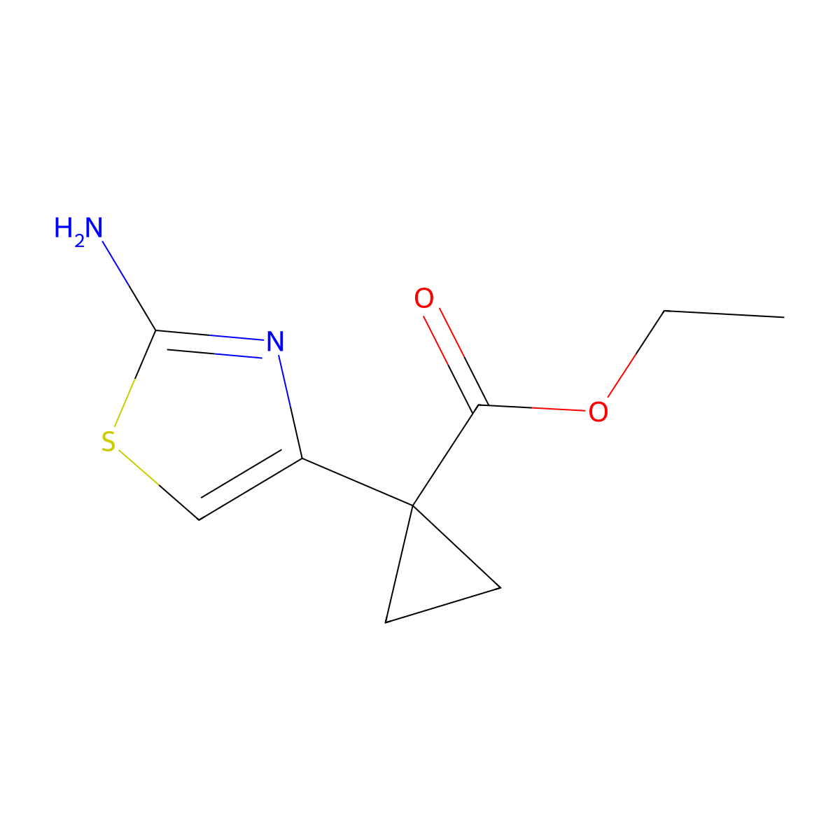 Ethyl 1-(2-amino-1,3-thiazol-4-yl)cyclopropane-1-carboxylate molecular structure, CAS 1354768-53-8