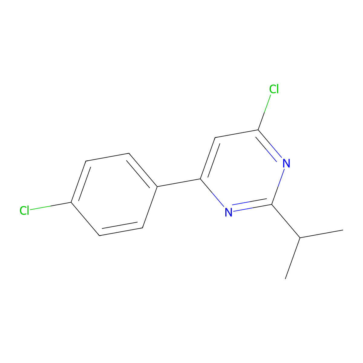 4-Chloro-6-(4-chlorophenyl)-2-isopropylpyrimidine molecular structure, CAS 1354768-86-7