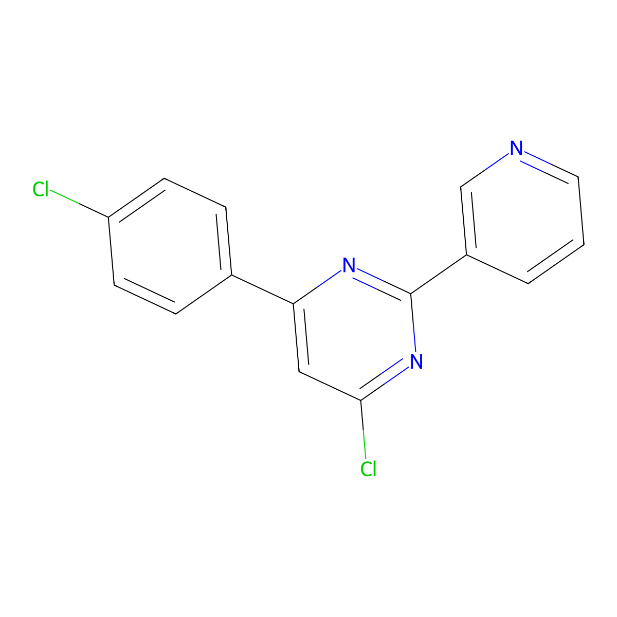 4-Chloro-6-(4-chlorophenyl)-2-(pyridin-3-yl)pyrimidine molecular structure, CAS 1354770-94-7