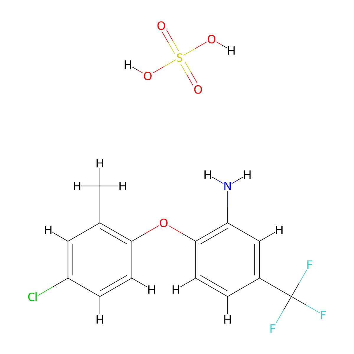 [2-(4-Chloro-2-methylphenoxy)-5-(trifluoromethyl)phenyl]amine sulfate (salt) molecular structure, CAS 1354783-51-9