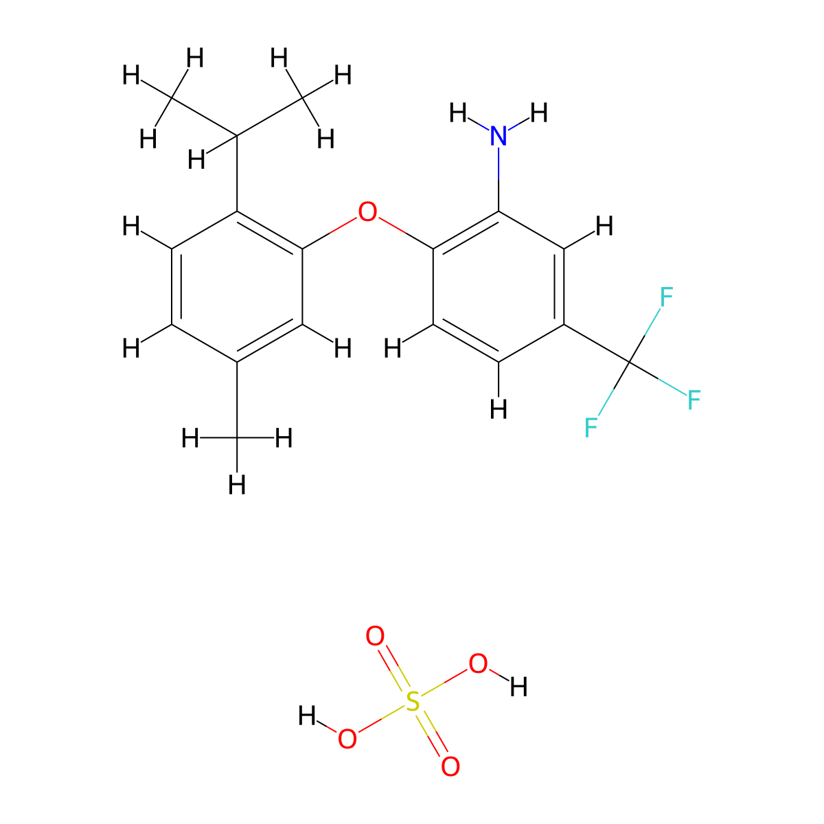 2-(5-Methyl-2-propan-2-ylphenoxy)-5-(trifluoromethyl)aniline;sulfuric acid molecular structure, CAS 1354783-52-0