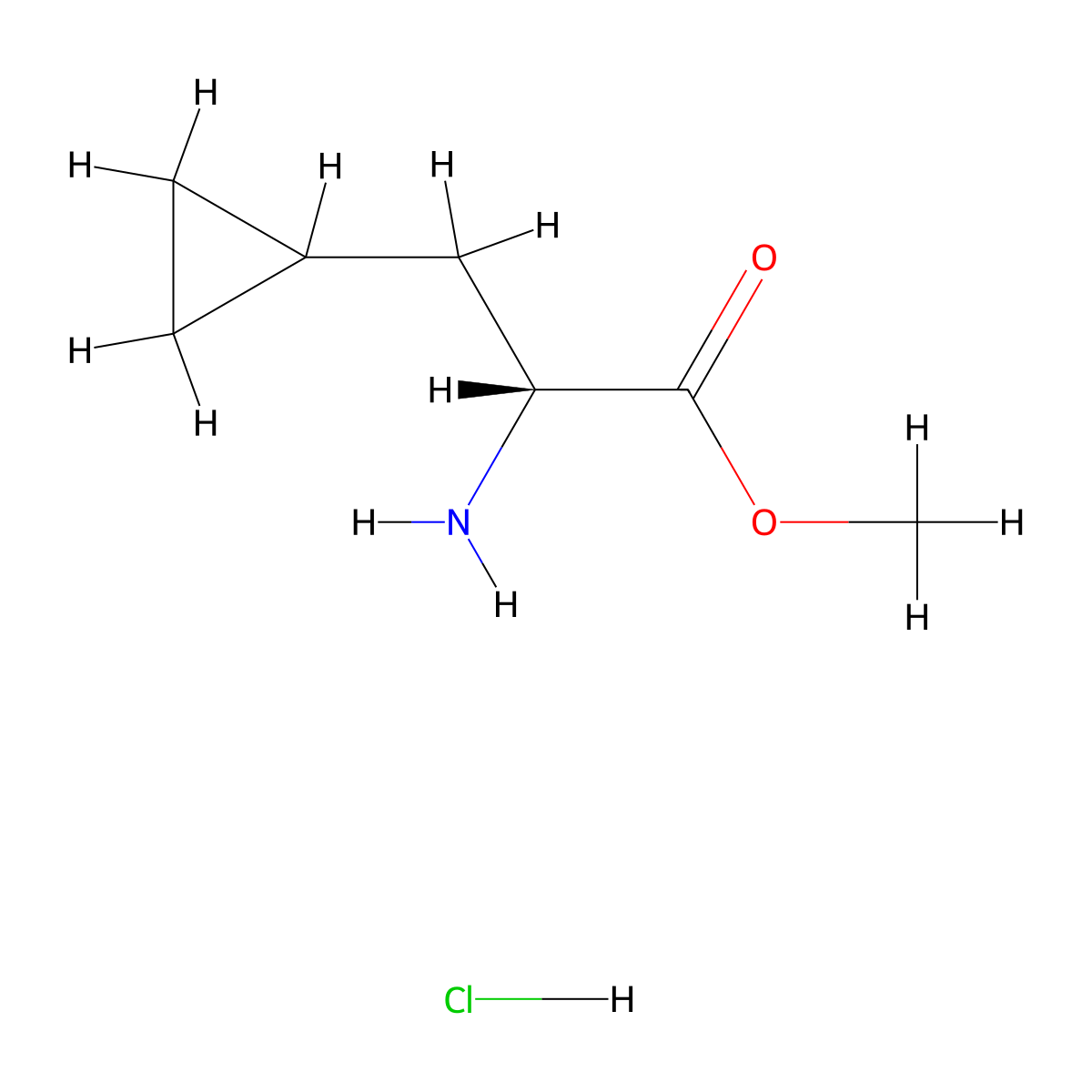 methyl (2R)-2-amino-3-cyclopropylpropanoate hydrochloride molecular structure, CAS 1354788-54-7