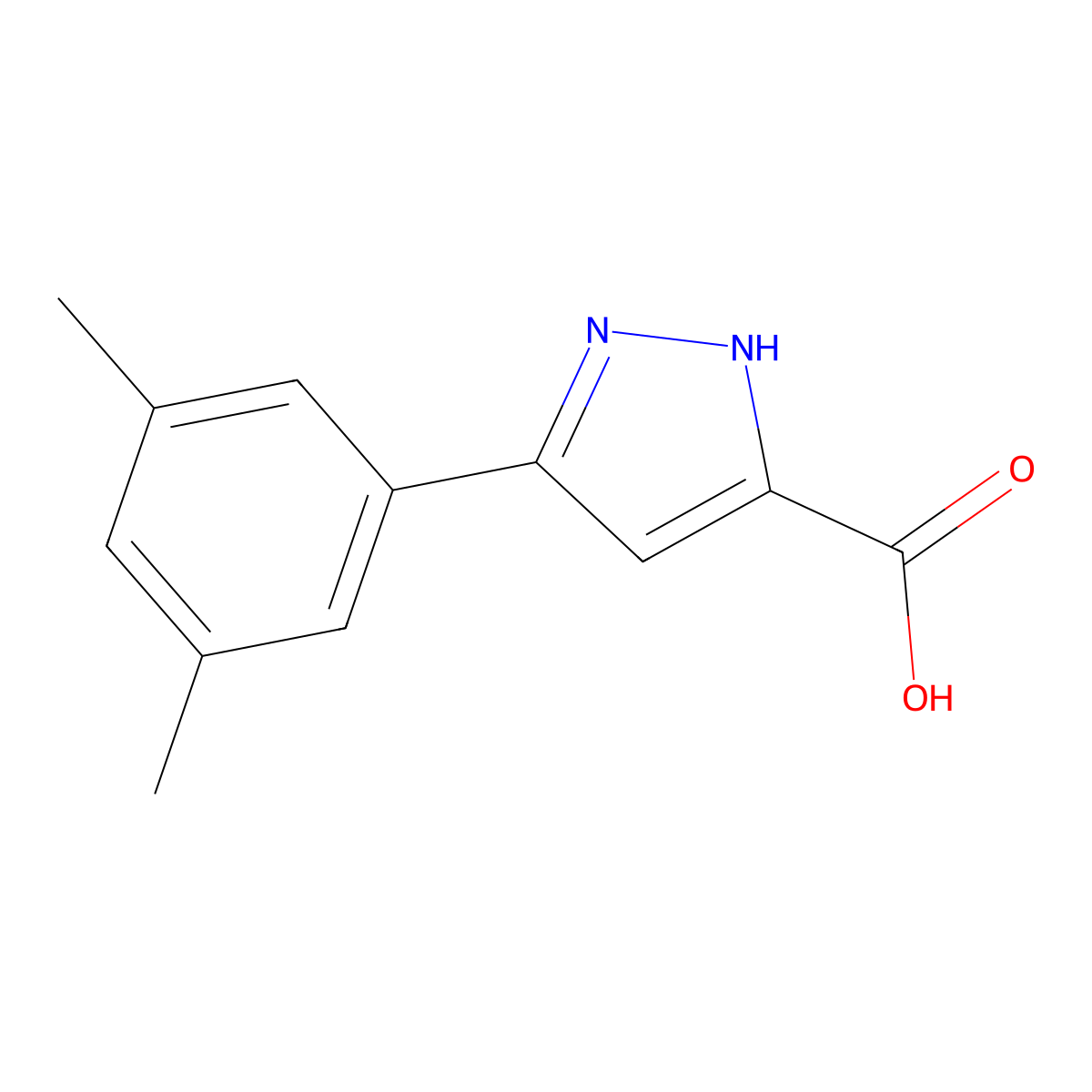 5-(3,5-Dimethylphenyl)-1H-pyrazole-3-carboxylic acid molecular structure, CAS 1354793-78-4