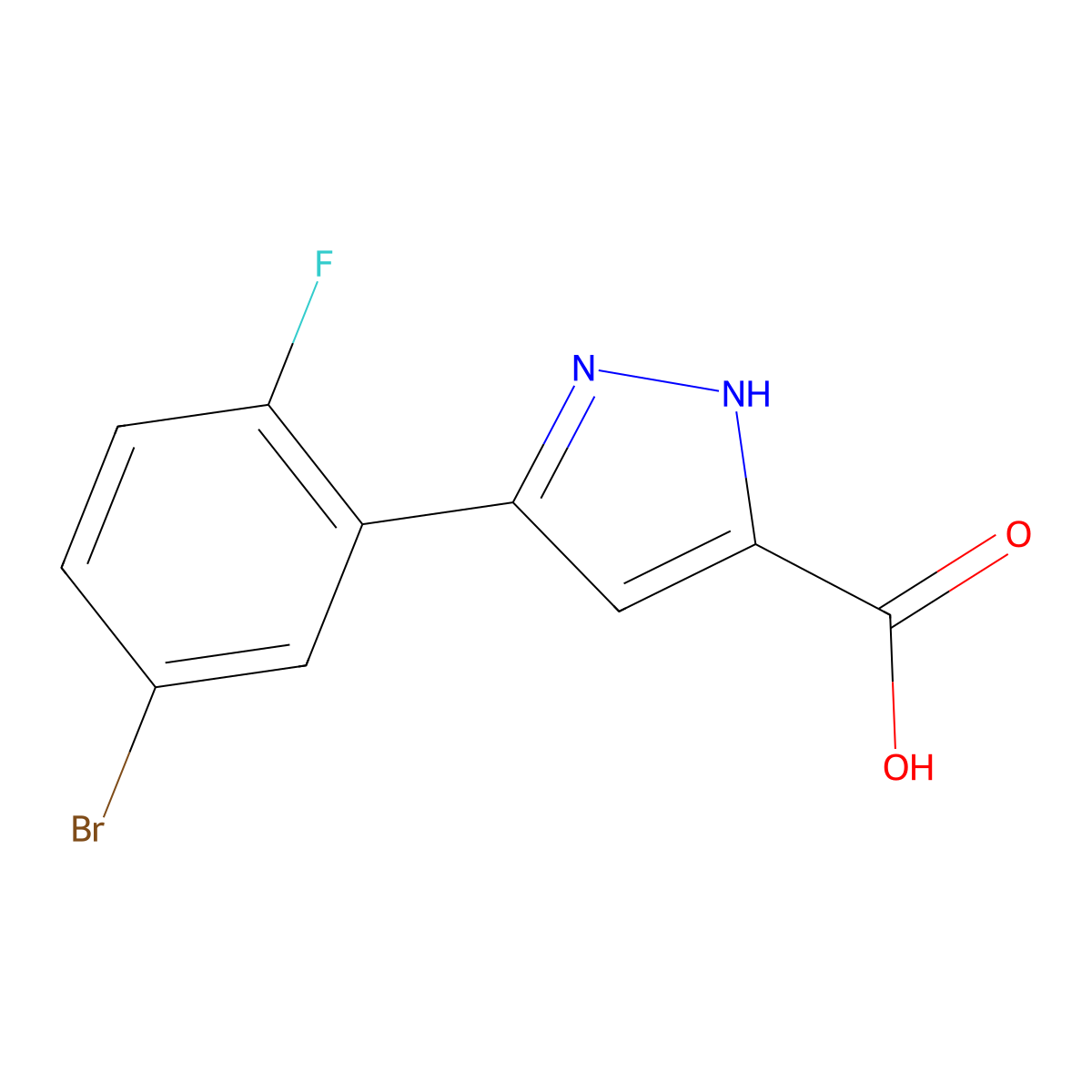 5-(5-Bromo-2-fluorophenyl)-1H-pyrazole-3-carboxylic acid molecular structure, CAS 1354795-23-5