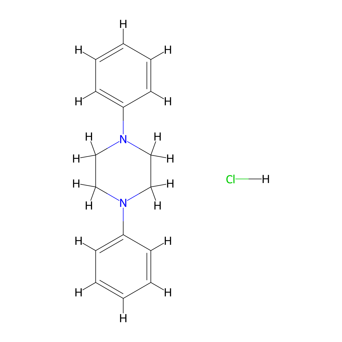 1,4-Diphenylpiperazine--hydrogen chloride (1/1) molecular structure, CAS 13548-82-8
