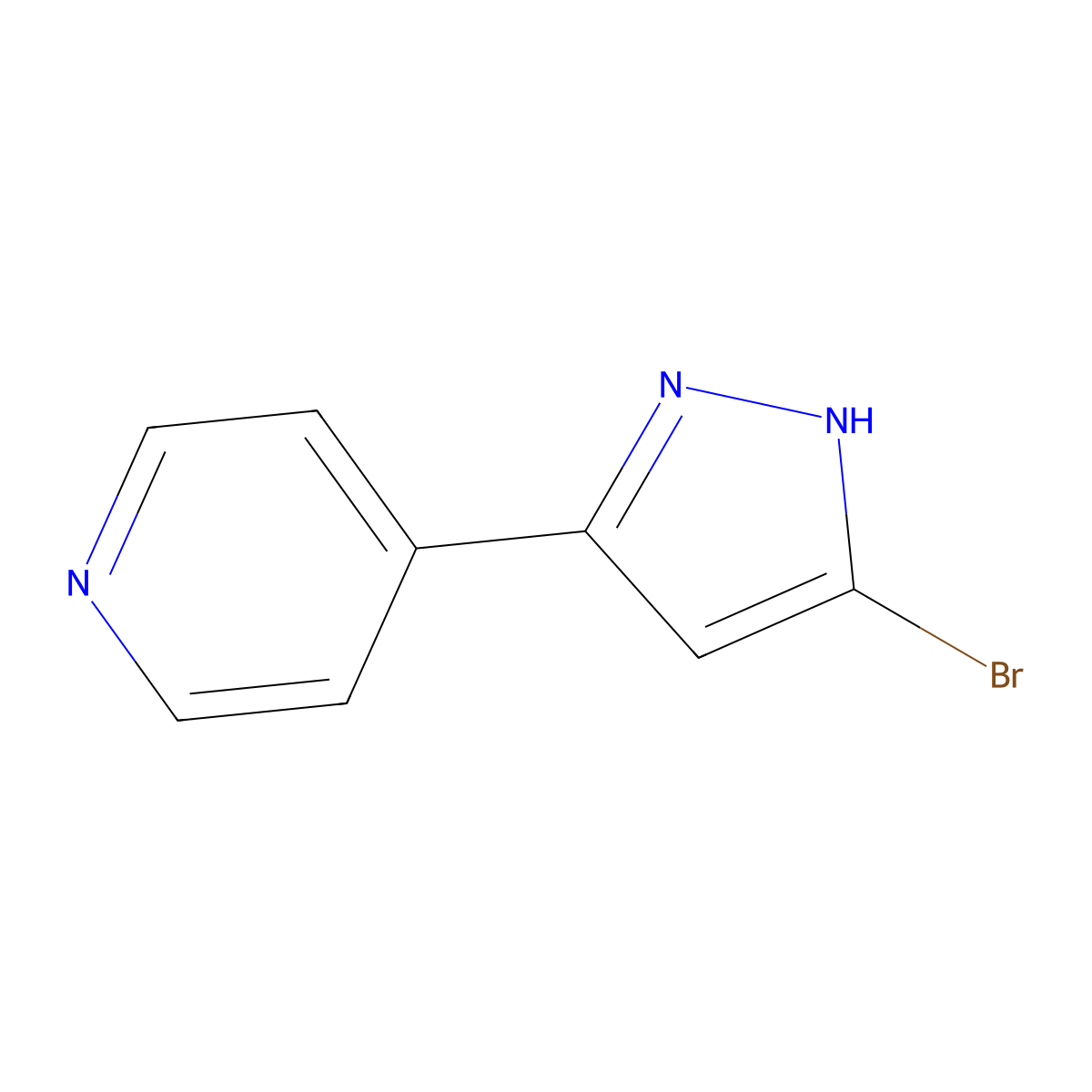 4-(5-bromo-1H-pyrazol-3-yl)pyridine molecular structure, CAS 1354827-49-8