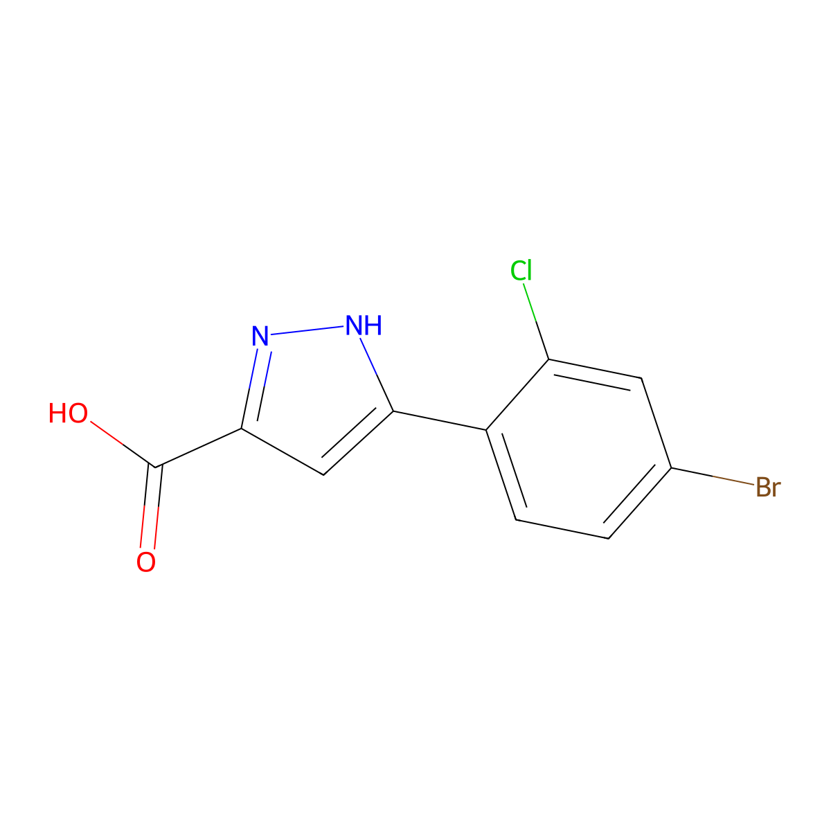 5-(4-Bromo-2-chlorophenyl)-1H-pyrazole-3-carboxylic acid molecular structure, CAS 1354829-80-3