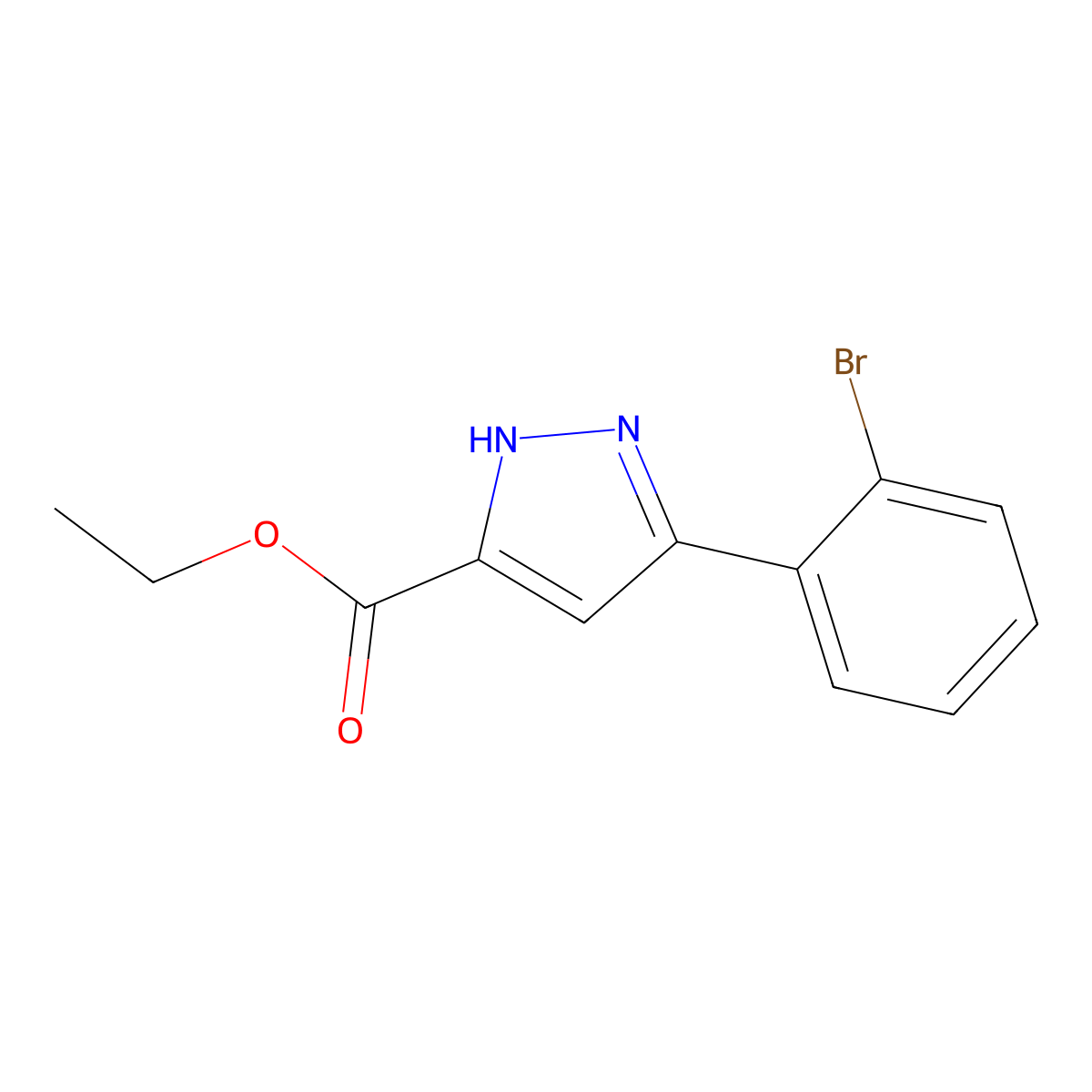 Ethyl 3-(2-bromophenyl)-1H-pyrazole-5-carboxylate molecular structure, CAS 1354830-47-9
