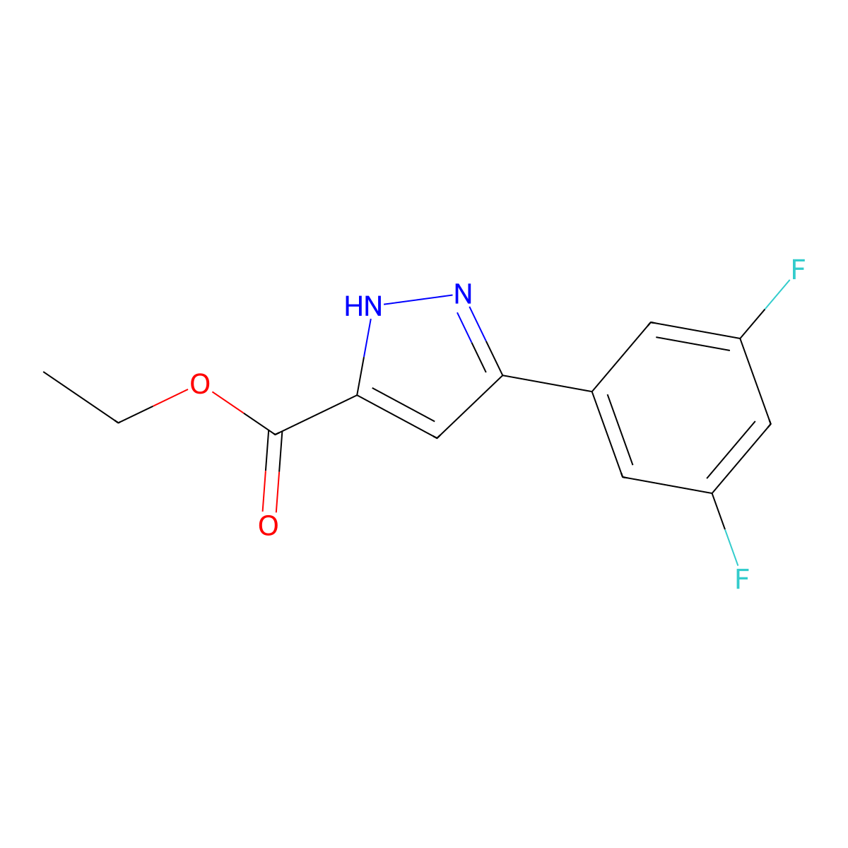 ethyl 3-(3,5-difluorophenyl)-1H-pyrazole-5-carboxylate molecular structure, CAS 1354830-49-1