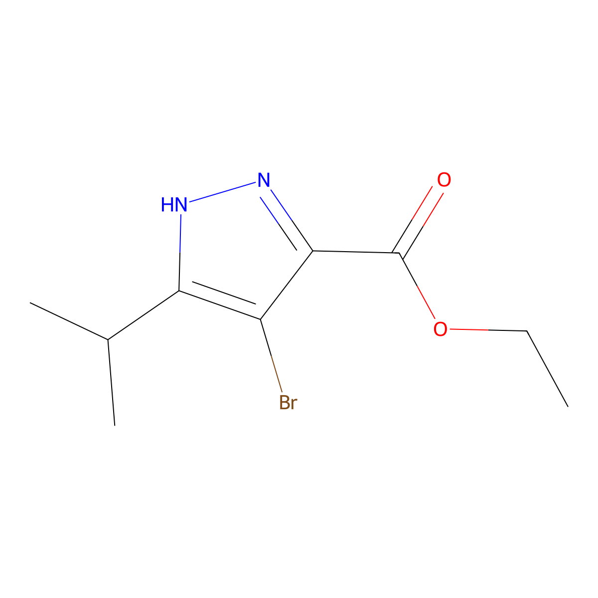 ethyl 4-bromo-3-isopropyl-1H-pyrazole-5-carboxylate molecular structure, CAS 1354830-66-2