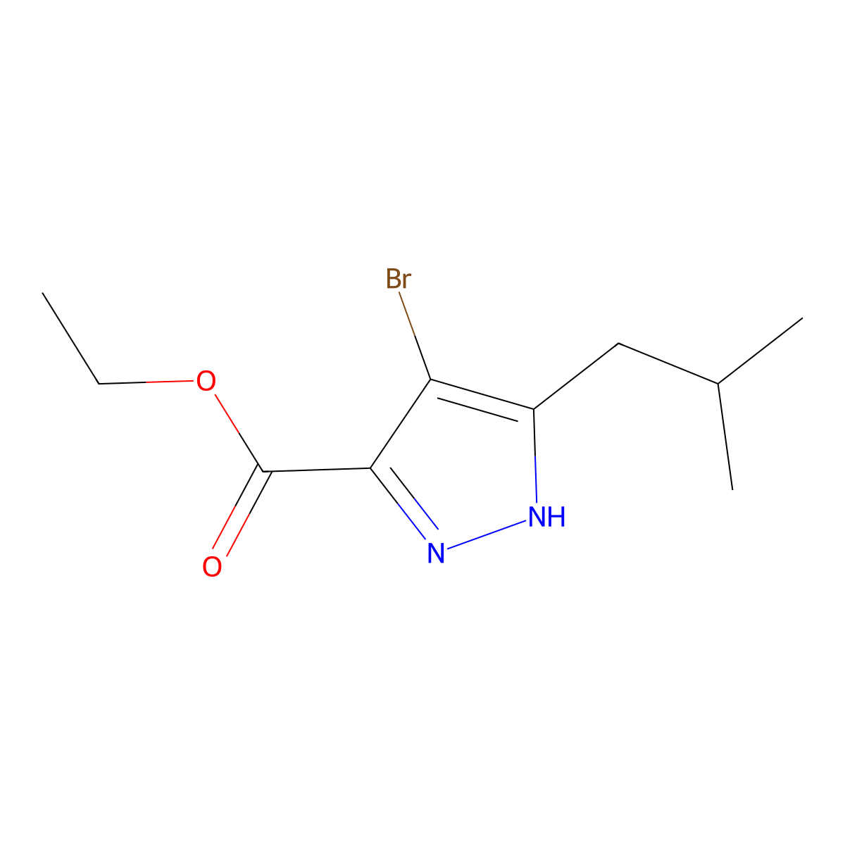 ethyl 4-bromo-3-isobutyl-1H-pyrazole-5-carboxylate molecular structure, CAS 1354895-87-6