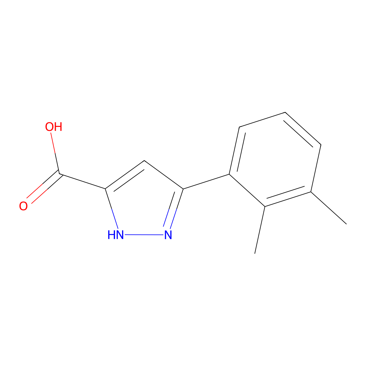 5-(2,3-dimethylphenyl)-1H-pyrazole-3-carboxylic acid molecular structure, CAS 1354896-00-6