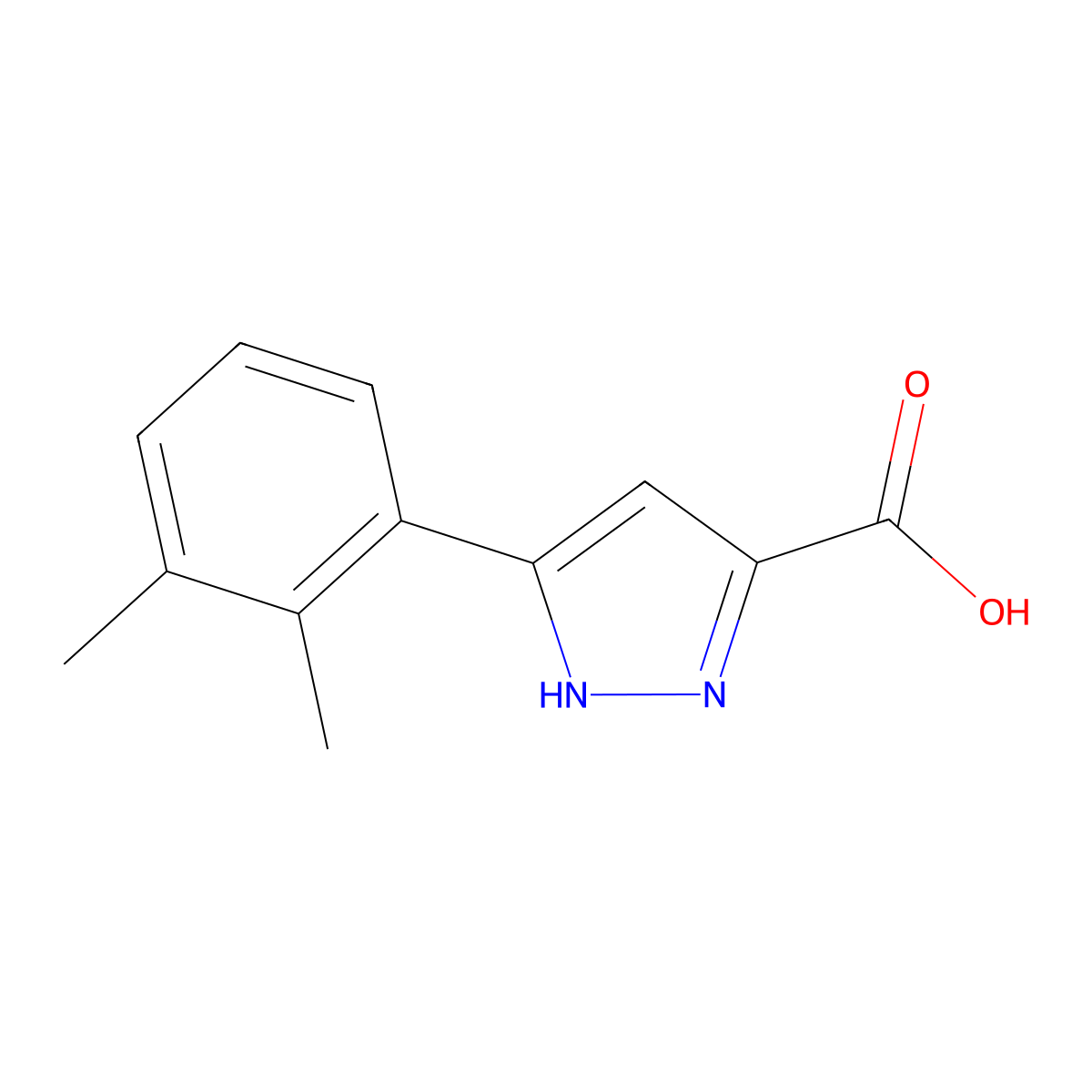 5-(2,3-dimethylphenyl)-1H-pyrazole-3-carboxylic acid molecular structure, CAS 1354896-00-6