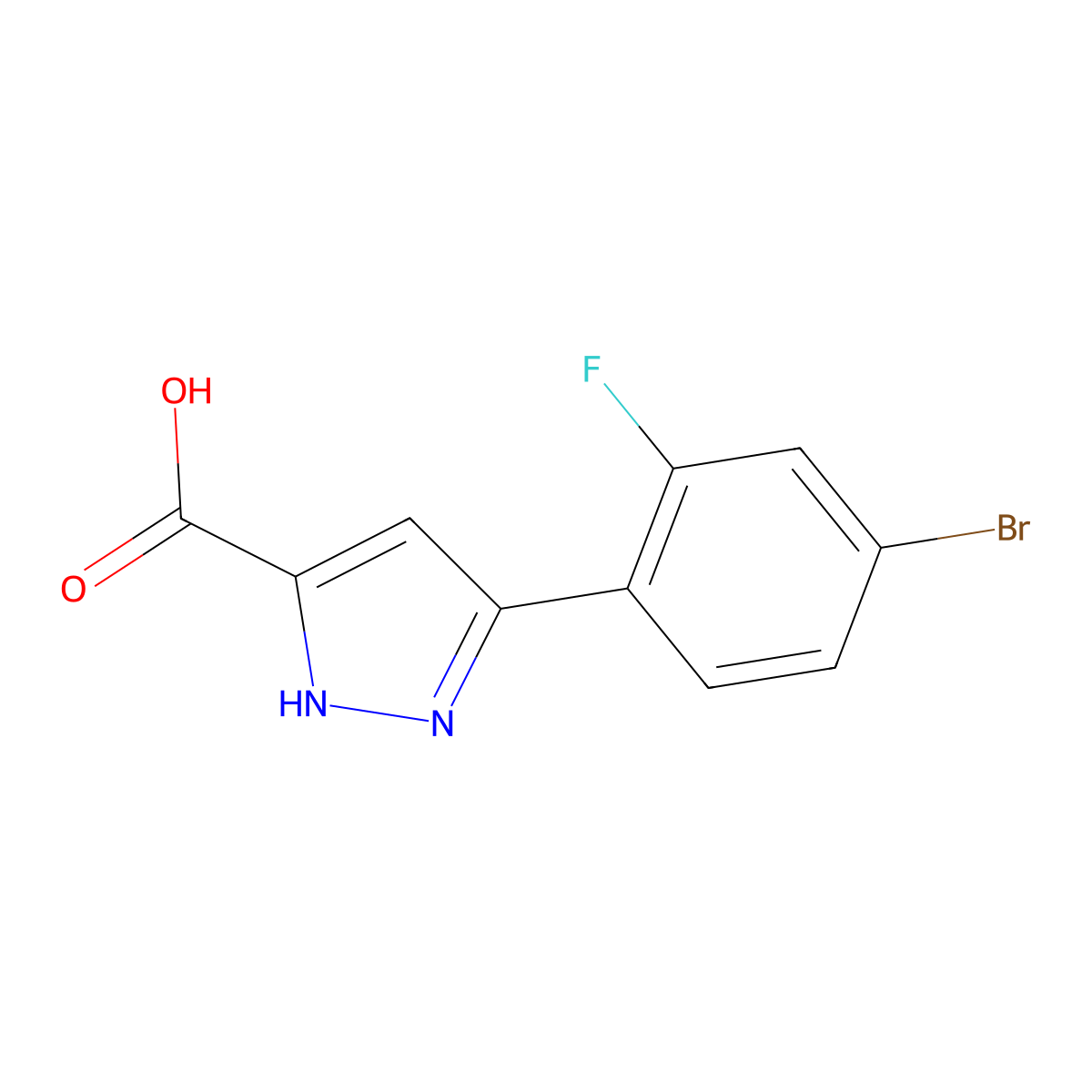 5-(4-Bromo-2-fluorophenyl)-1H-pyrazole-3-carboxylic acid molecular structure, CAS 1354896-01-7