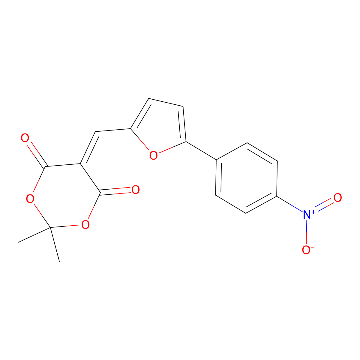 2,2-Dimethyl-5-{[5-(4-nitrophenyl)furan-2-yl]methylidene}-1,3-dioxane-4,6-dione molecular structure, CAS 135491-38-2