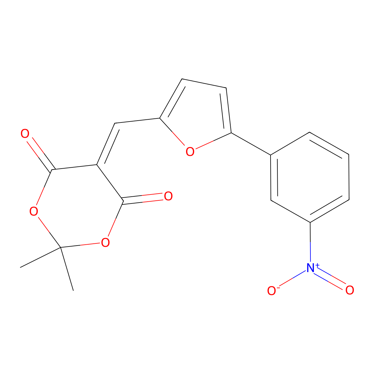 2,2-Dimethyl-5-{[5-(3-nitrophenyl)furan-2-yl]methylidene}-1,3-dioxane-4,6-dione molecular structure, CAS 135491-39-3