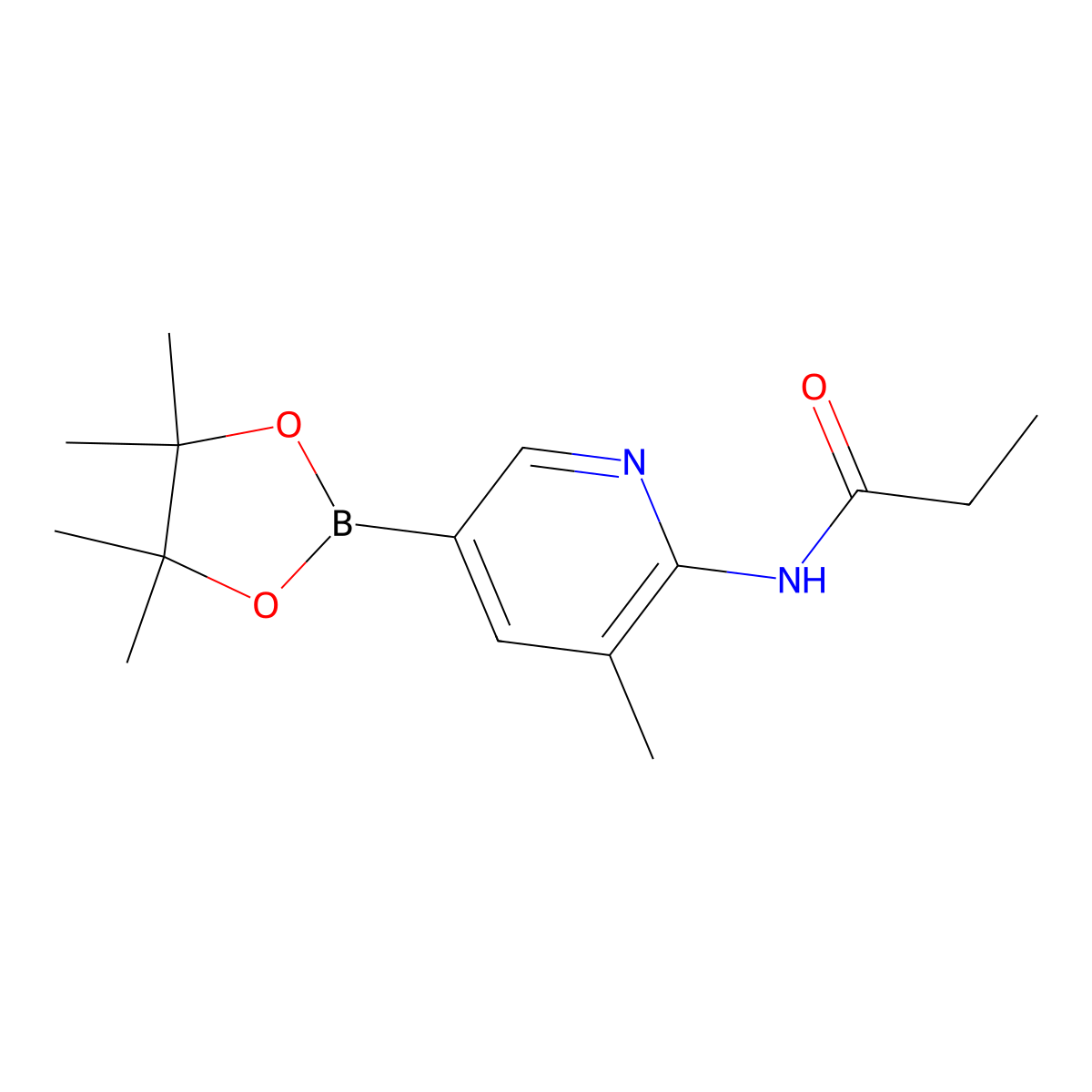 n-(3-Methyl-5-(4,4,5,5-tetramethyl-1,3,2-dioxaborolan-2-yl)pyridin-2-yl)propionamide molecular structure, CAS 1354910-93-2