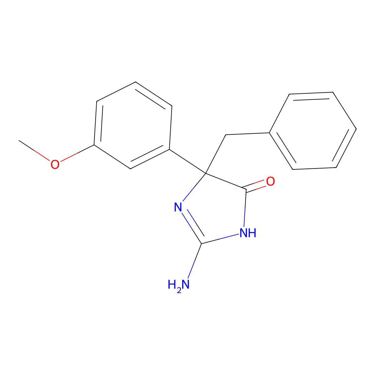2-Amino-5-benzyl-5-(3-methoxyphenyl)-4,5-dihydro-1H-imidazol-4-one molecular structure, CAS 1354915-06-2