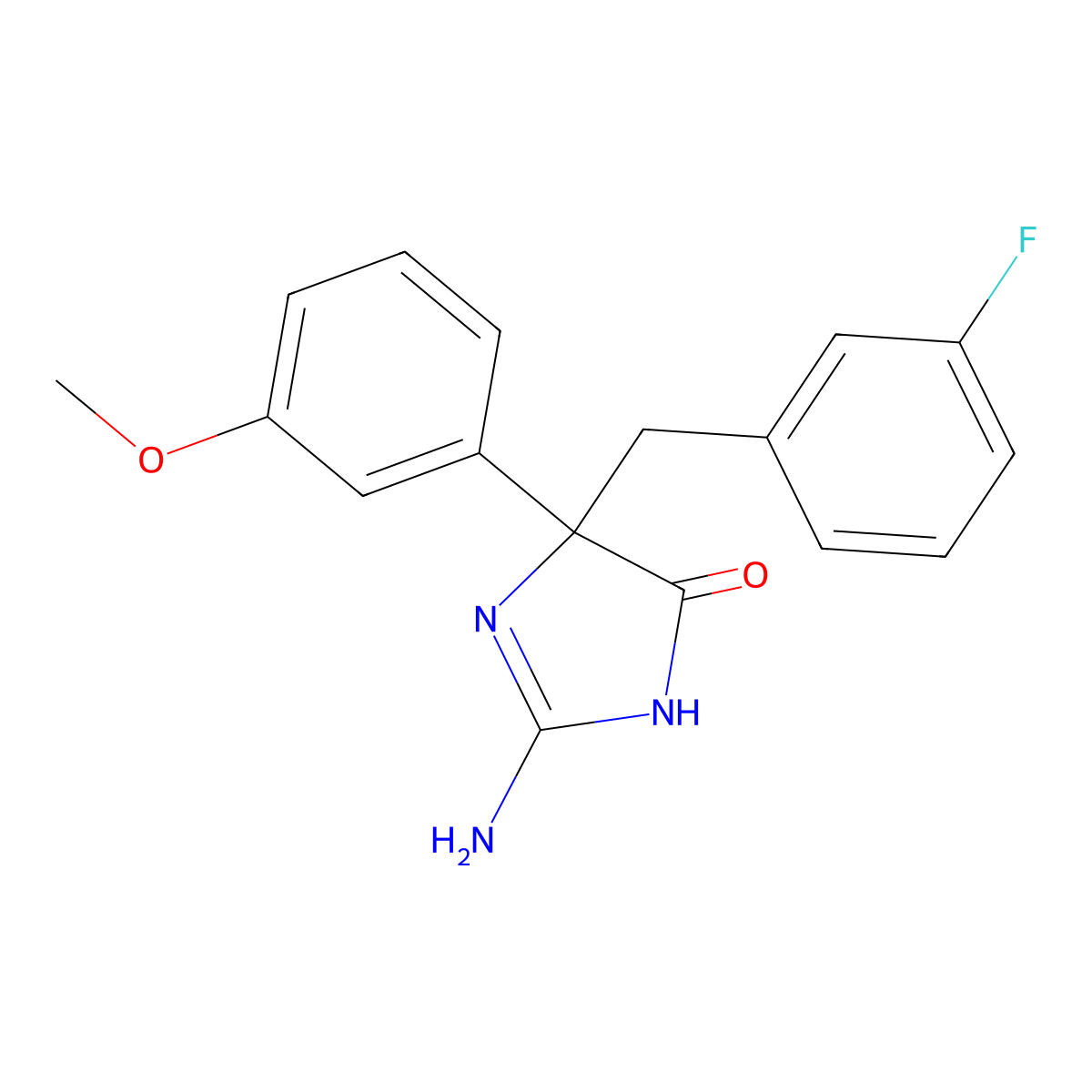 2-Amino-5-[(3-fluorophenyl)methyl]-5-(3-methoxyphenyl)-4,5-dihydro-1H-imidazol-4-one molecular structure, CAS 1354915-15-3
