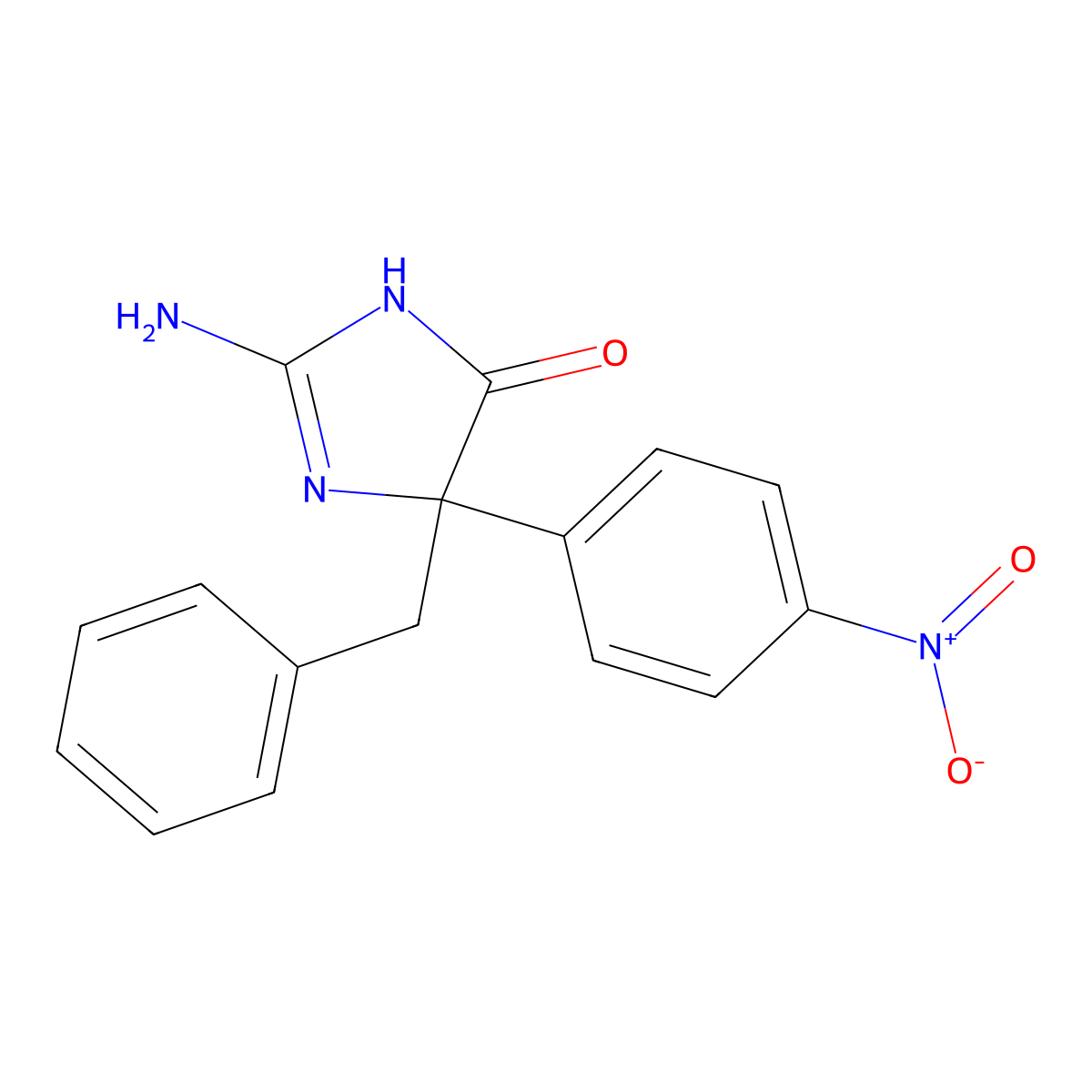 2-Amino-5-benzyl-5-(4-nitrophenyl)-4,5-dihydro-1H-imidazol-4-one molecular structure, CAS 1354915-26-6