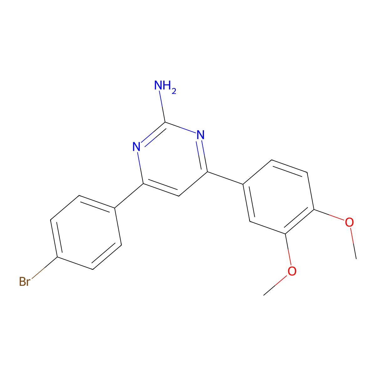4-(4-Bromophenyl)-6-(3,4-dimethoxyphenyl)pyrimidin-2-amine molecular structure, CAS 1354915-40-4
