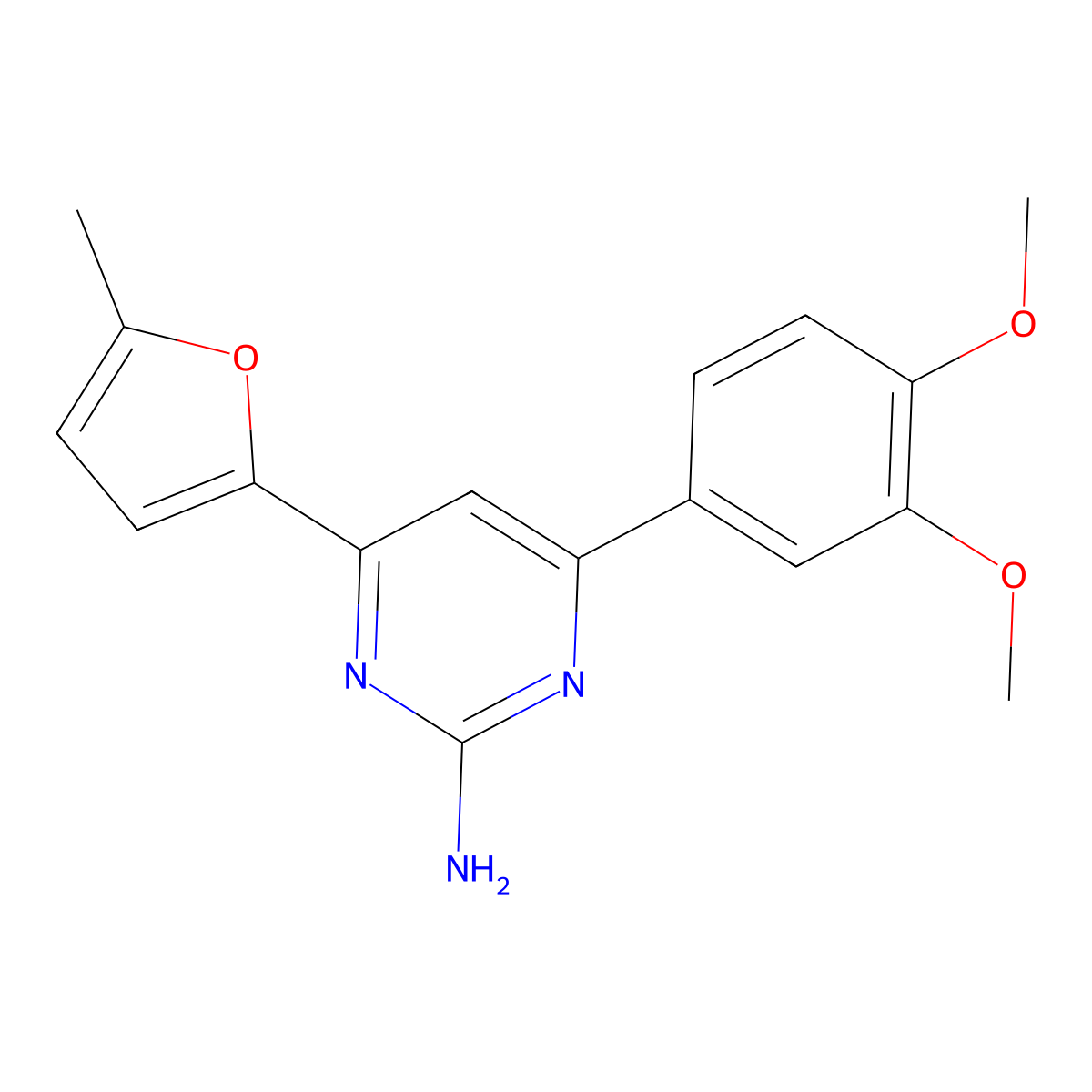 4-(3,4-Dimethoxyphenyl)-6-(5-methylfuran-2-yl)pyrimidin-2-amine molecular structure, CAS 1354915-55-1