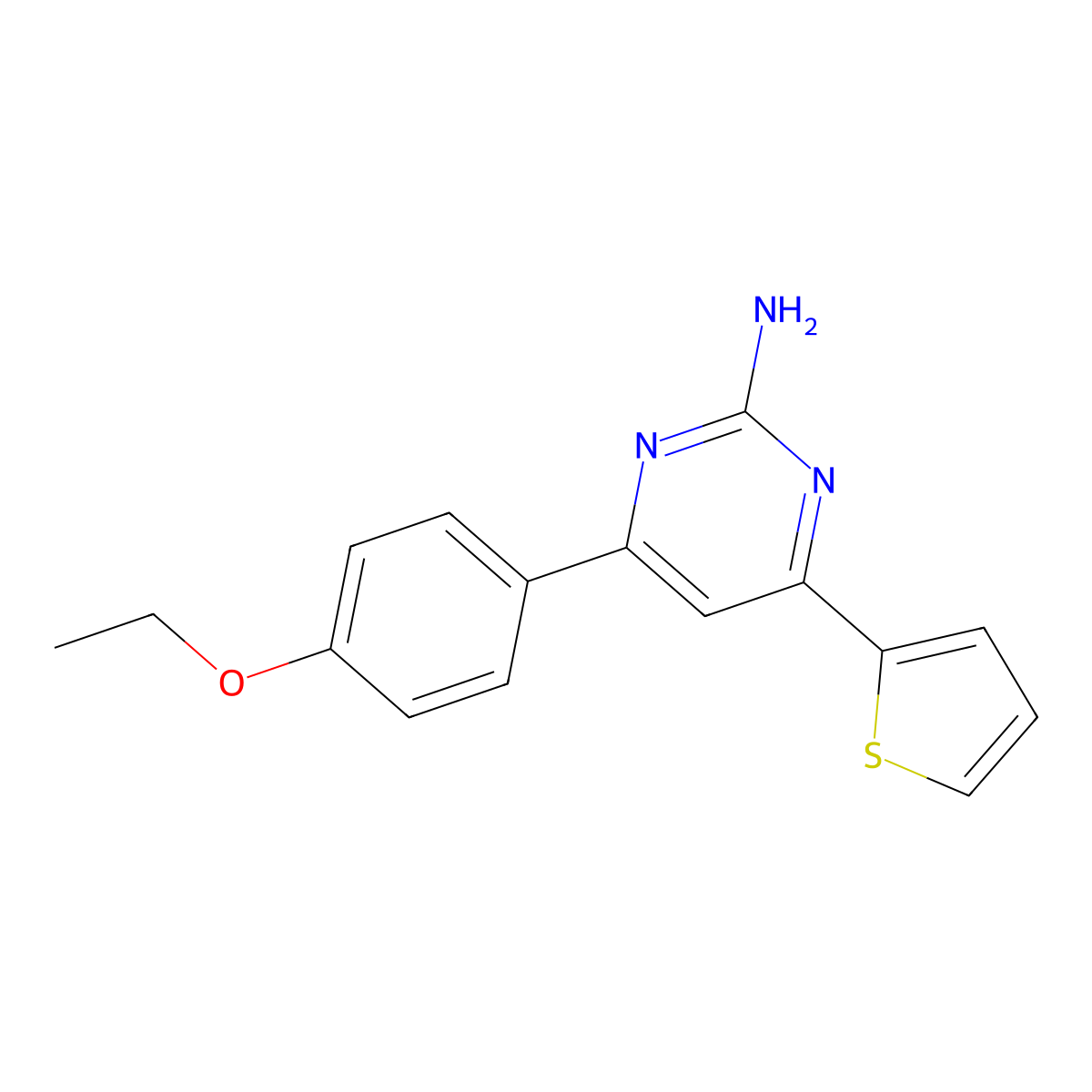 4-(4-Ethoxyphenyl)-6-(thiophen-2-yl)pyrimidin-2-amine molecular structure, CAS 1354915-56-2