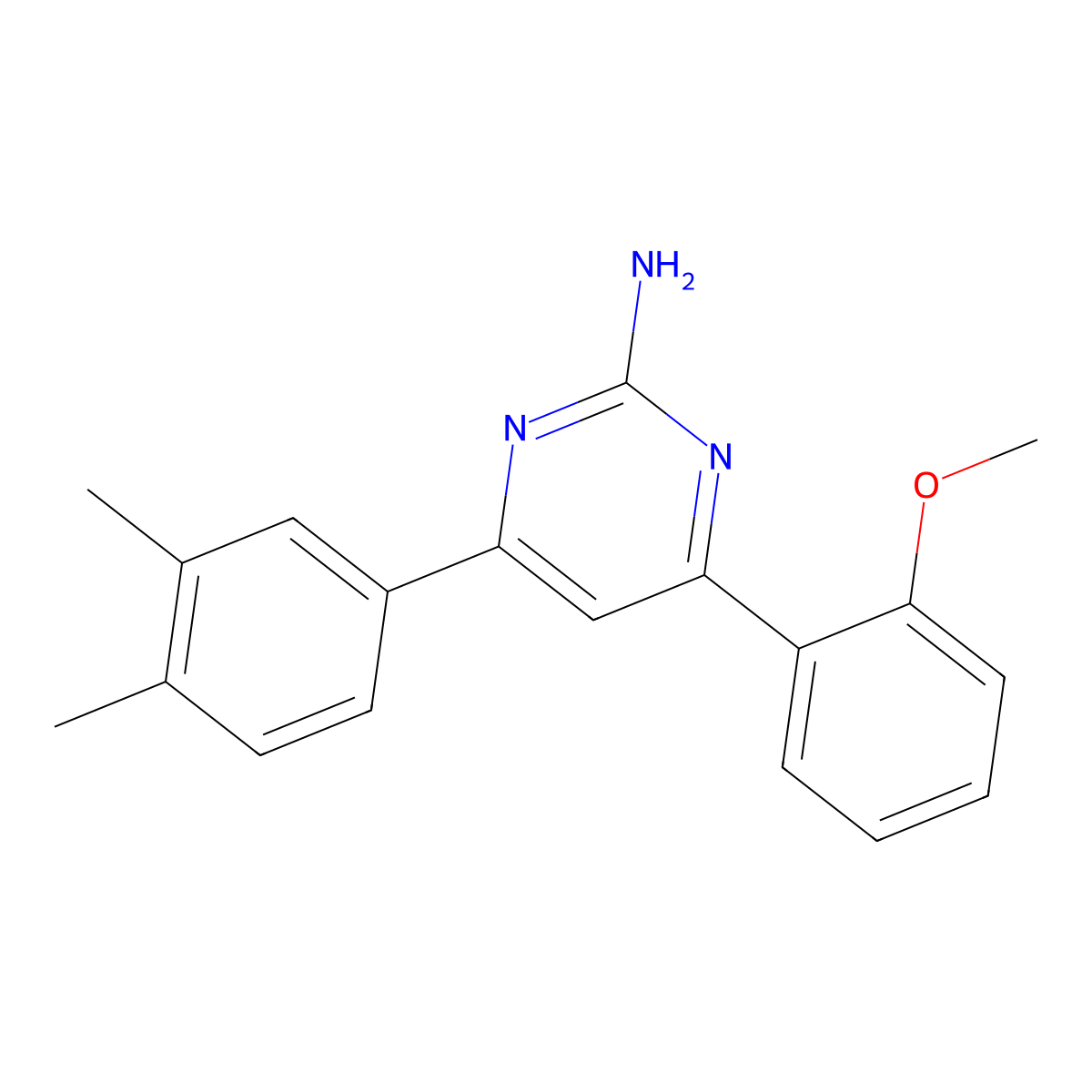 4-(3,4-Dimethylphenyl)-6-(2-methoxyphenyl)pyrimidin-2-amine molecular structure, CAS 1354915-67-5