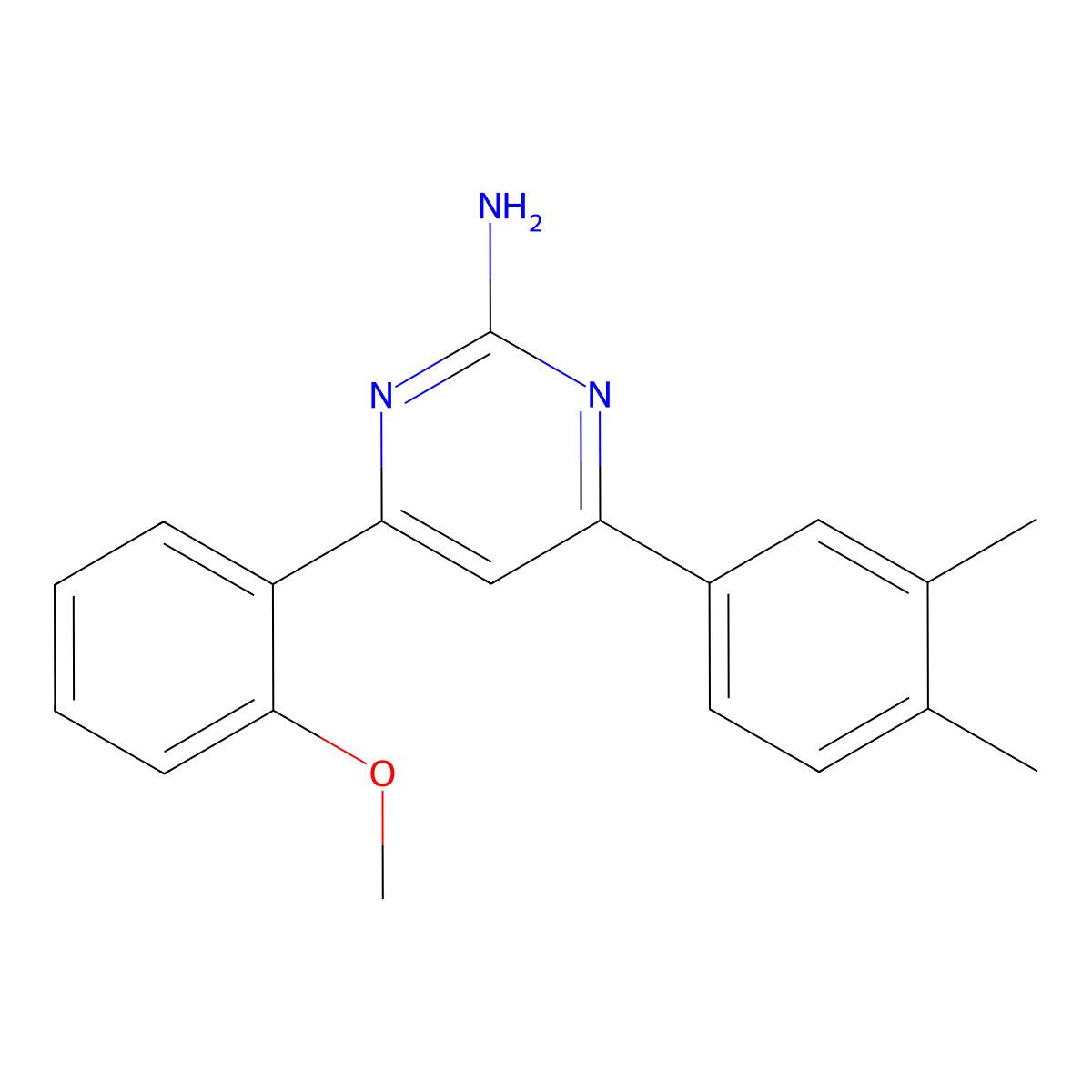4-(3,4-Dimethylphenyl)-6-(2-methoxyphenyl)pyrimidin-2-amine molecular structure, CAS 1354915-67-5