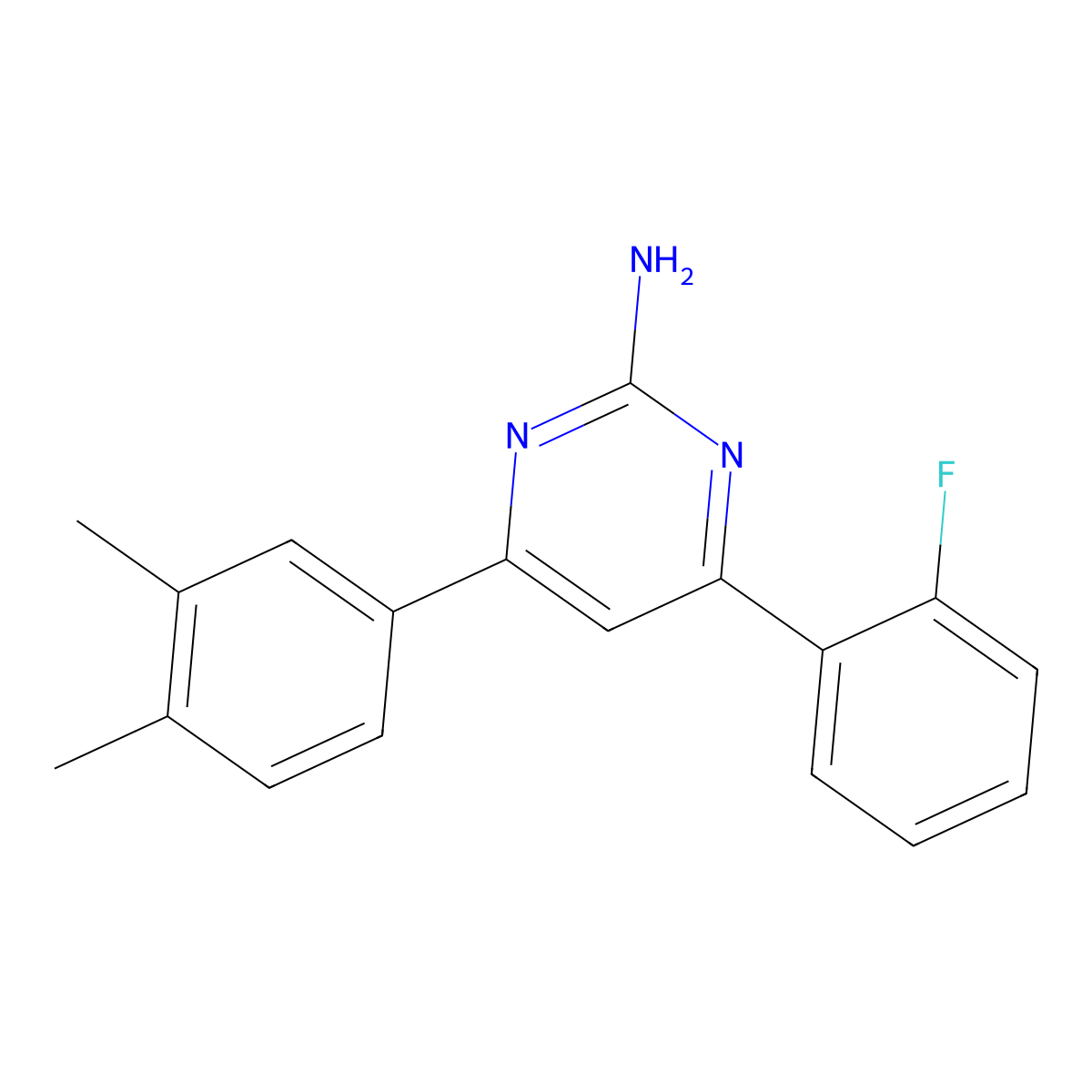 4-(3,4-Dimethylphenyl)-6-(2-fluorophenyl)pyrimidin-2-amine molecular structure, CAS 1354915-74-4