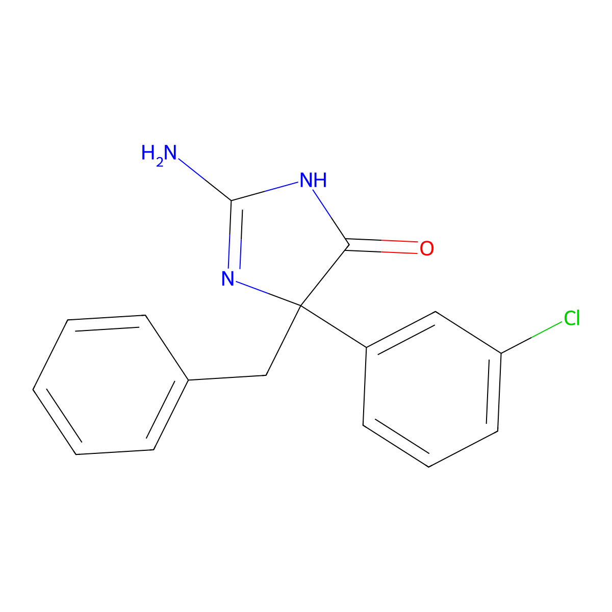 2-Amino-5-benzyl-5-(3-chlorophenyl)-4,5-dihydro-1H-imidazol-4-one molecular structure, CAS 1354915-76-6