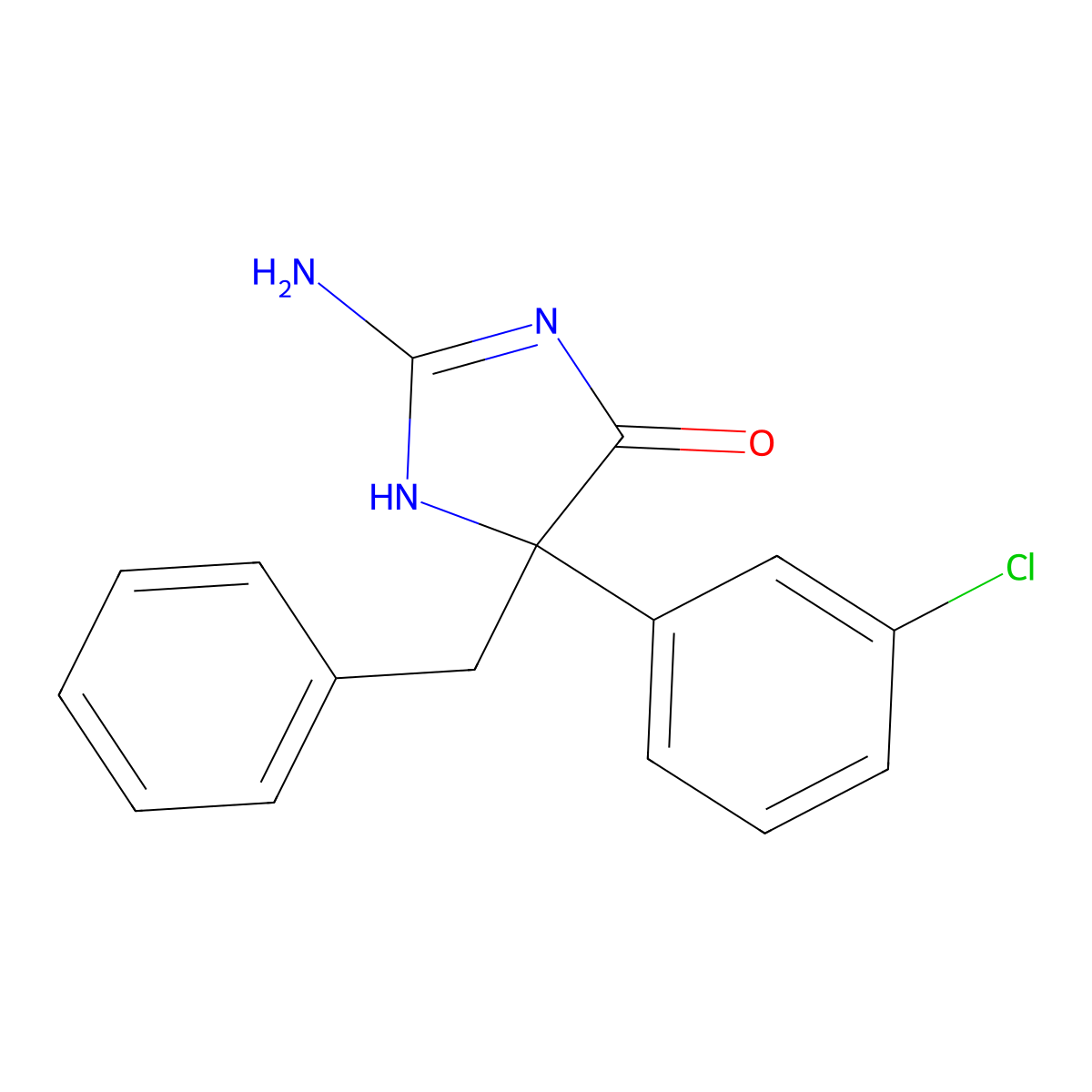 2-Amino-5-benzyl-5-(3-chlorophenyl)-4,5-dihydro-1H-imidazol-4-one molecular structure, CAS 1354915-76-6