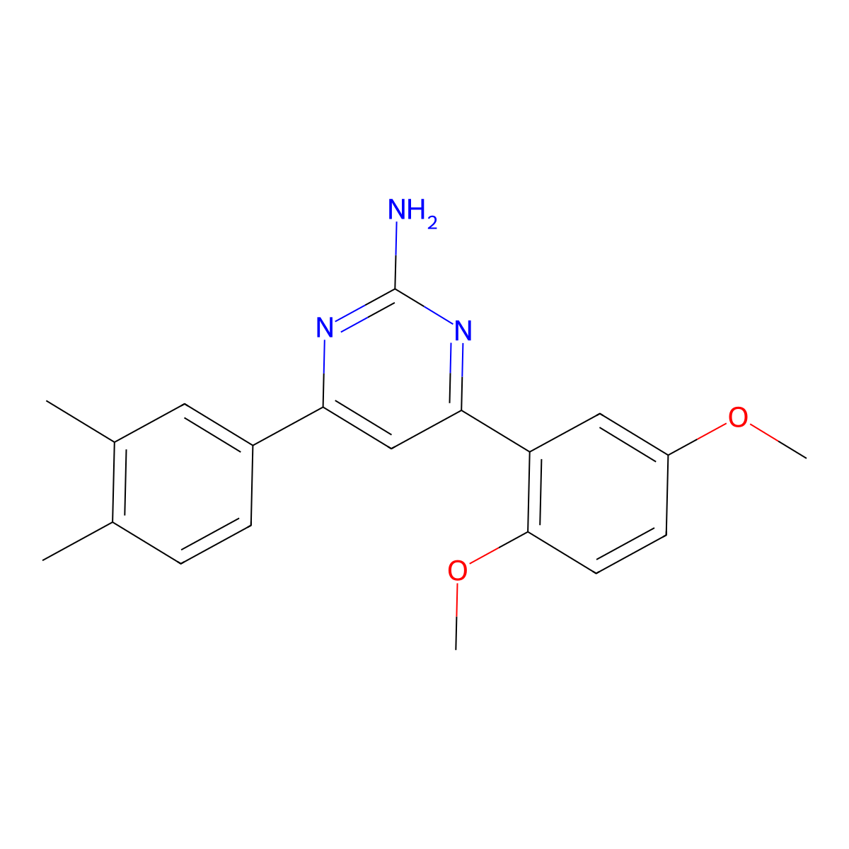 4-(2,5-Dimethoxyphenyl)-6-(3,4-dimethylphenyl)pyrimidin-2-amine molecular structure, CAS 1354915-82-4