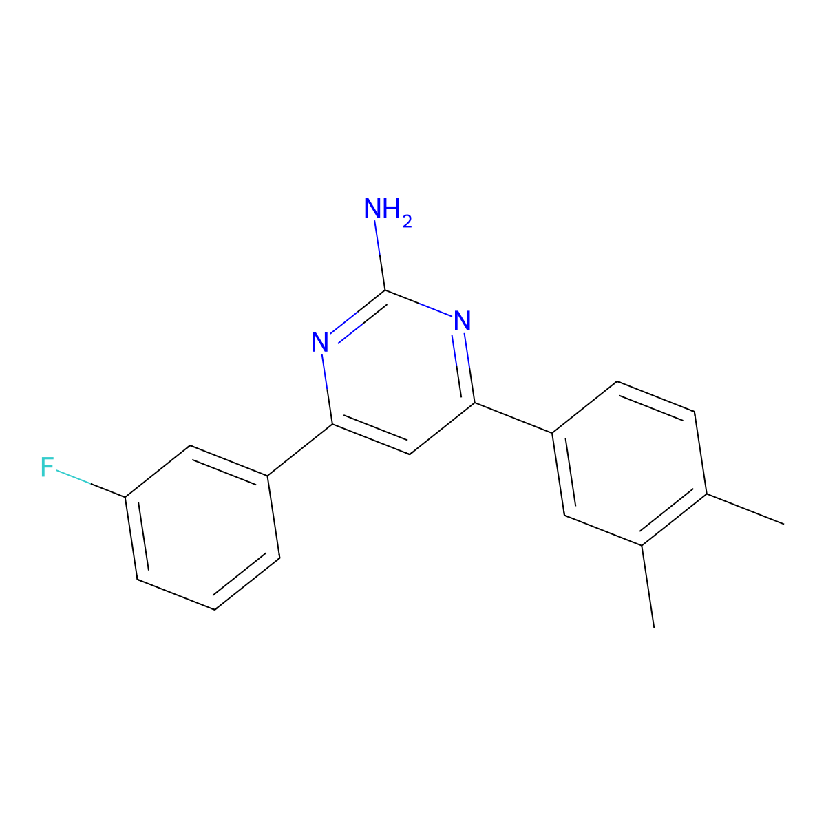 4-(3,4-Dimethylphenyl)-6-(3-fluorophenyl)pyrimidin-2-amine molecular structure, CAS 1354915-94-8