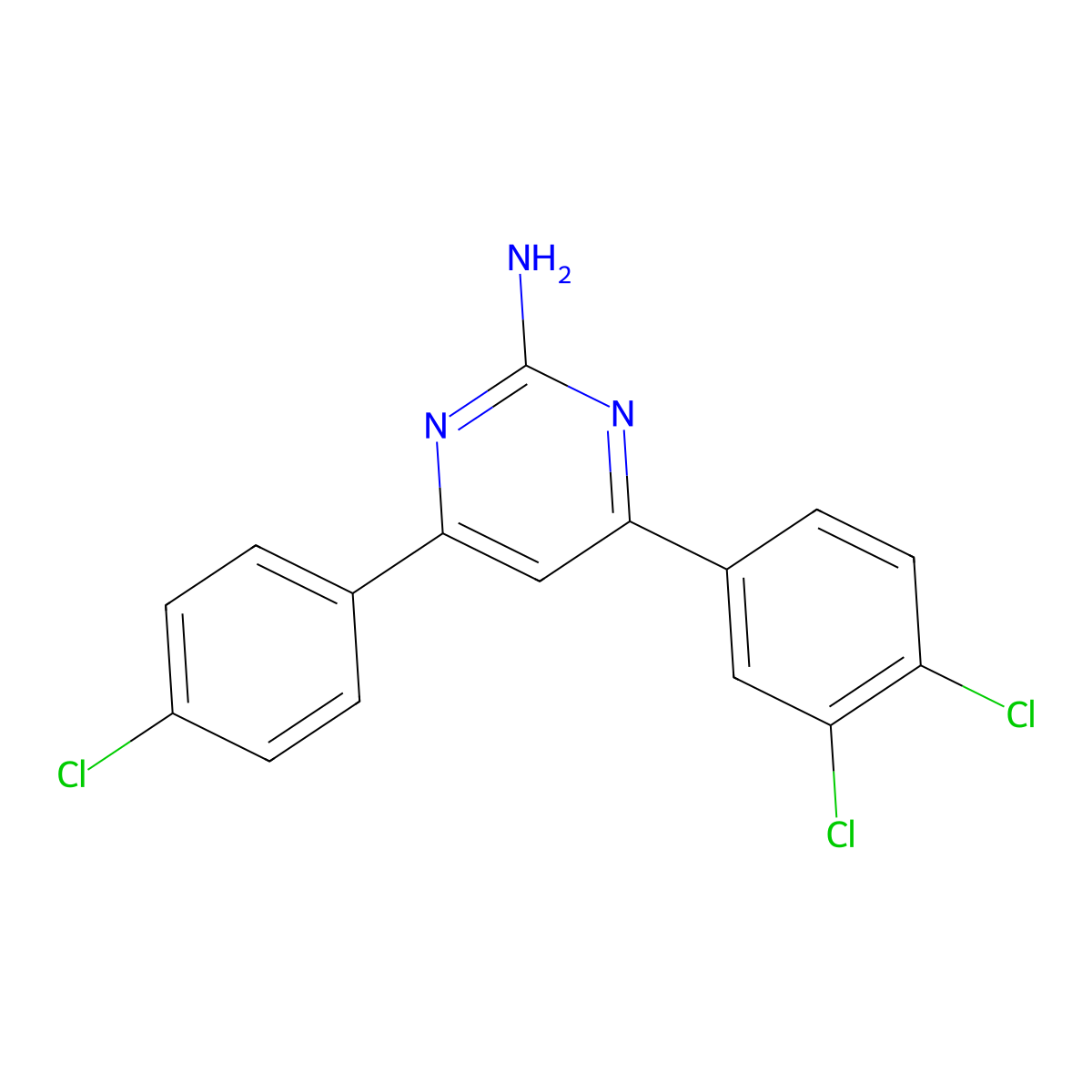 4-(4-Chlorophenyl)-6-(3,4-dichlorophenyl)pyrimidin-2-amine molecular structure, CAS 1354916-00-9
