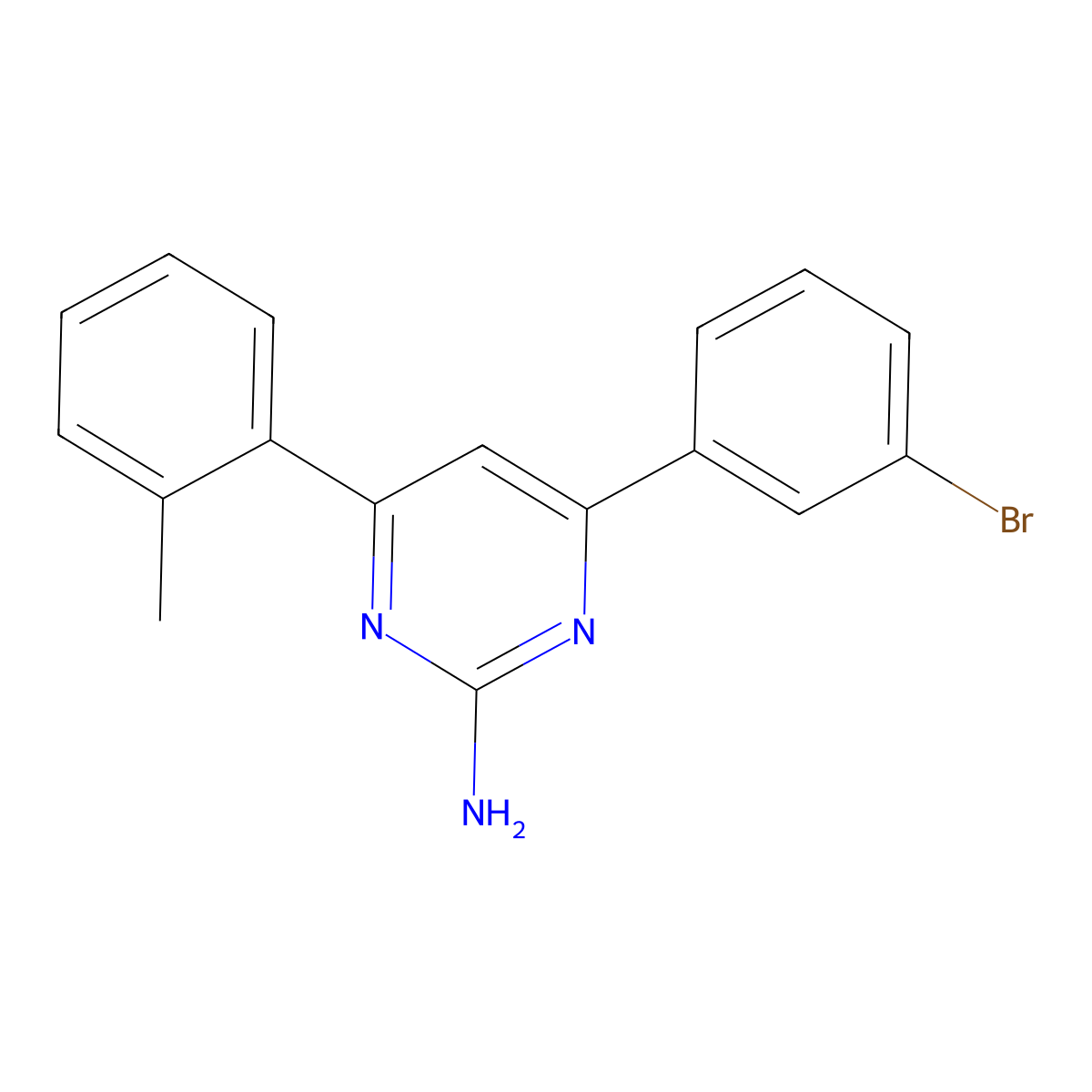 4-(3-Bromophenyl)-6-(2-methylphenyl)pyrimidin-2-amine molecular structure, CAS 1354916-09-8