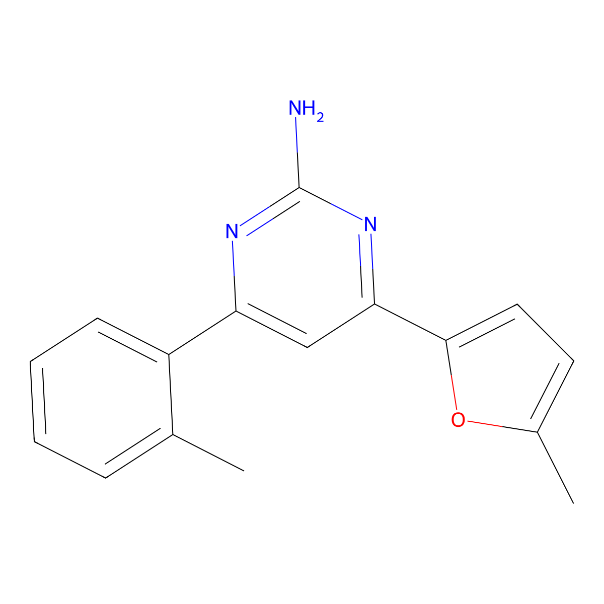 4-(5-Methylfuran-2-yl)-6-(2-methylphenyl)pyrimidin-2-amine molecular structure, CAS 1354916-15-6