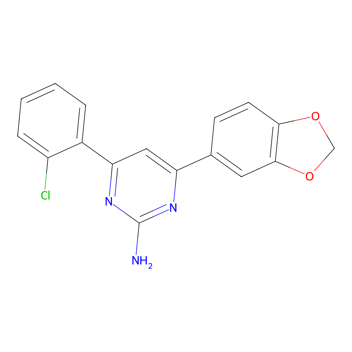 4-(2H-1,3-Benzodioxol-5-yl)-6-(2-chlorophenyl)pyrimidin-2-amine molecular structure, CAS 1354916-19-0