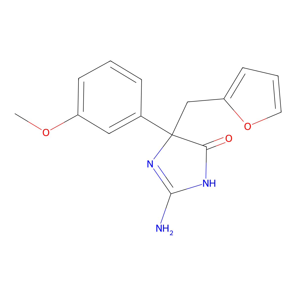 2-amino-5-[(furan-2-yl)methyl]-5-(3-methoxyphenyl)-4,5-dihydro-1H-imidazol-4-one molecular structure, CAS 1354916-34-9