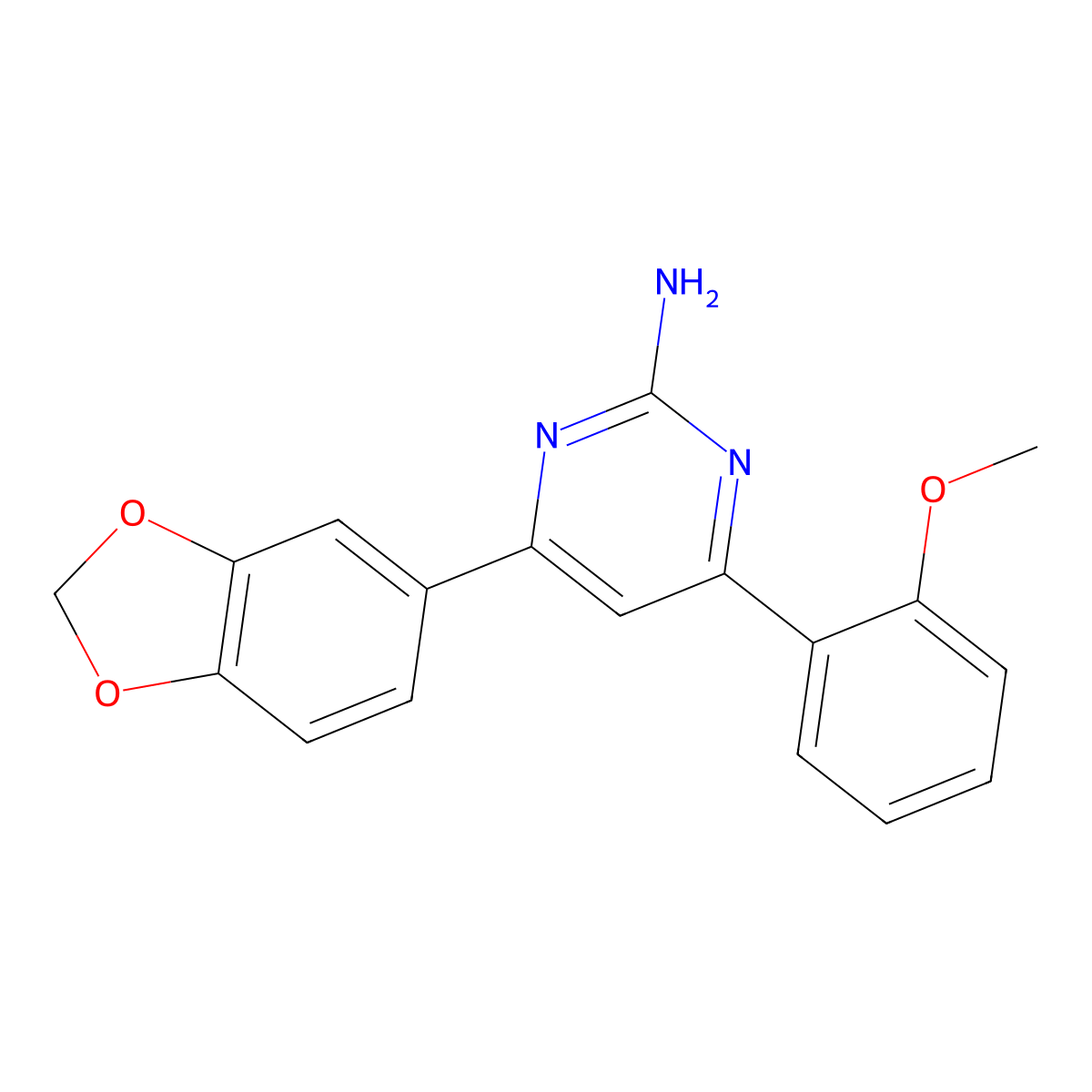 4-(2H-1,3-Benzodioxol-5-yl)-6-(2-methoxyphenyl)pyrimidin-2-amine molecular structure, CAS 1354916-36-1