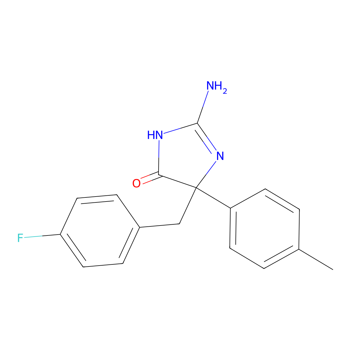2-Amino-5-[(4-fluorophenyl)methyl]-5-(4-methylphenyl)-4,5-dihydro-1H-imidazol-4-one molecular structure, CAS 1354916-42-9