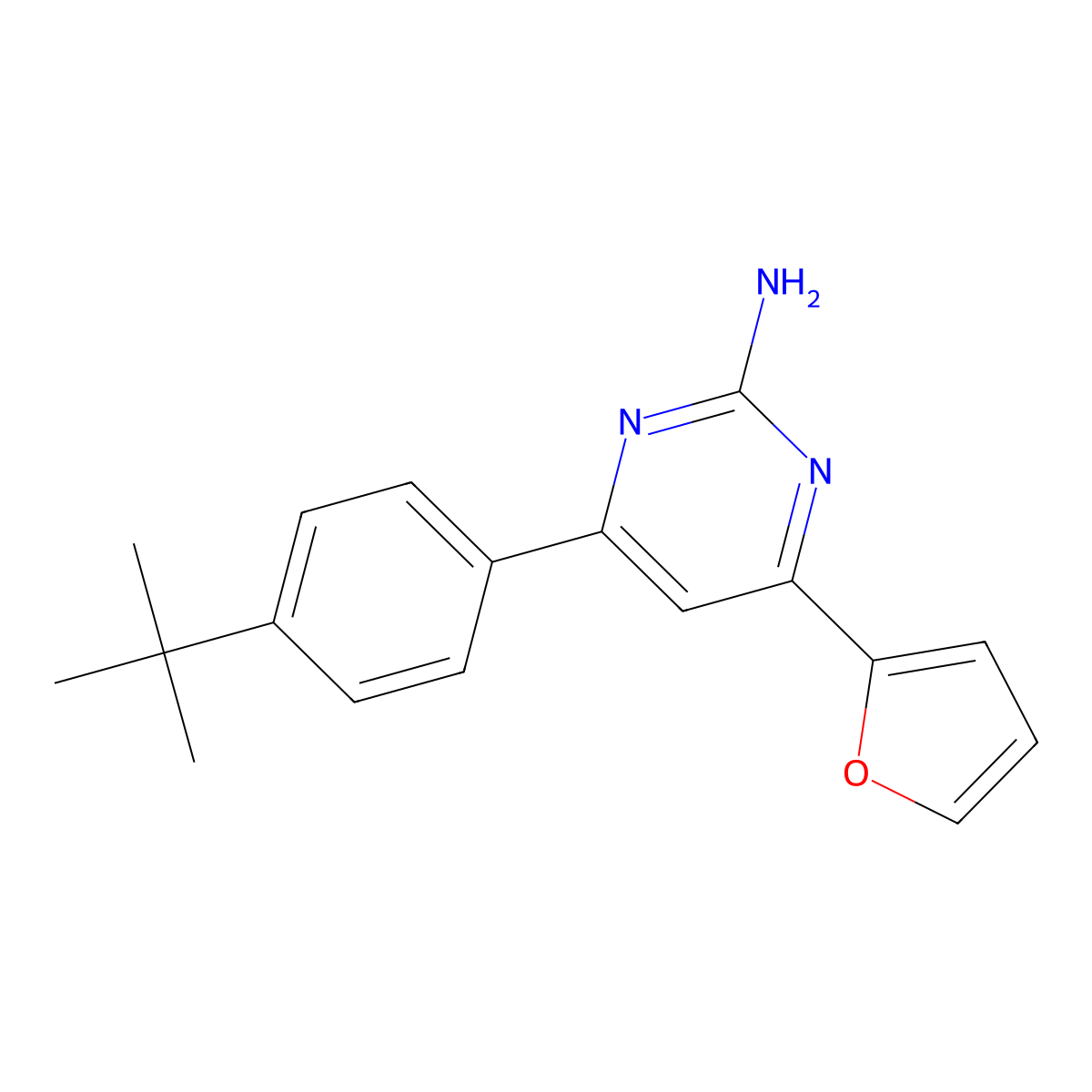 4-(4-tert-Butylphenyl)-6-(furan-2-yl)pyrimidin-2-amine molecular structure, CAS 1354916-53-2