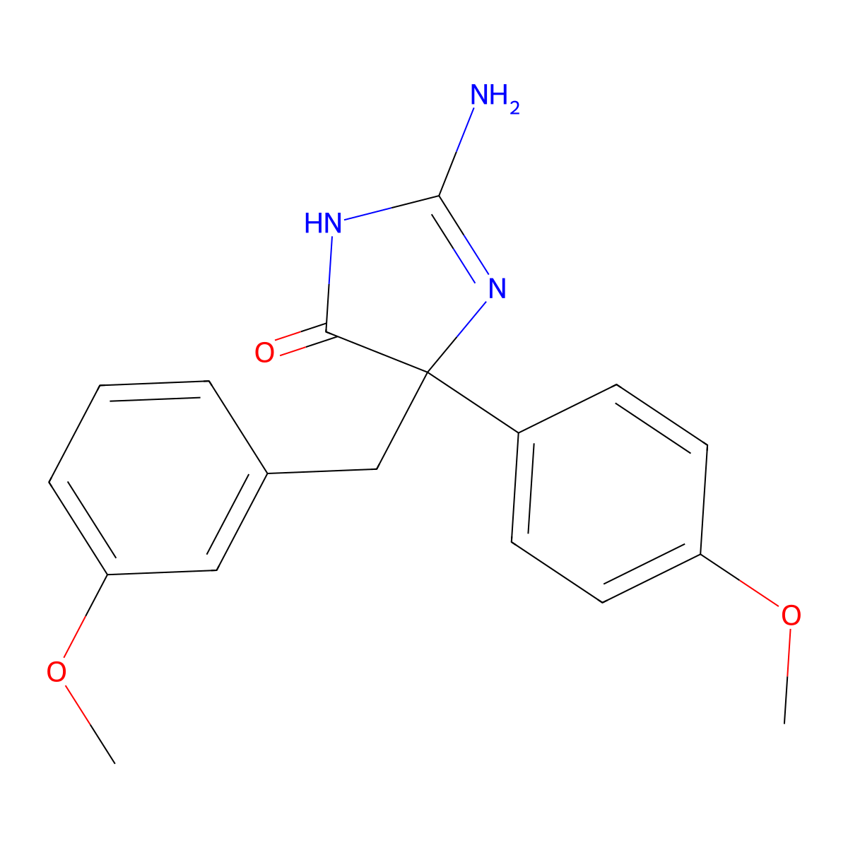 2-Amino-5-(4-methoxyphenyl)-5-[(3-methoxyphenyl)methyl]-4,5-dihydro-1H-imidazol-4-one molecular structure, CAS 1354916-63-4