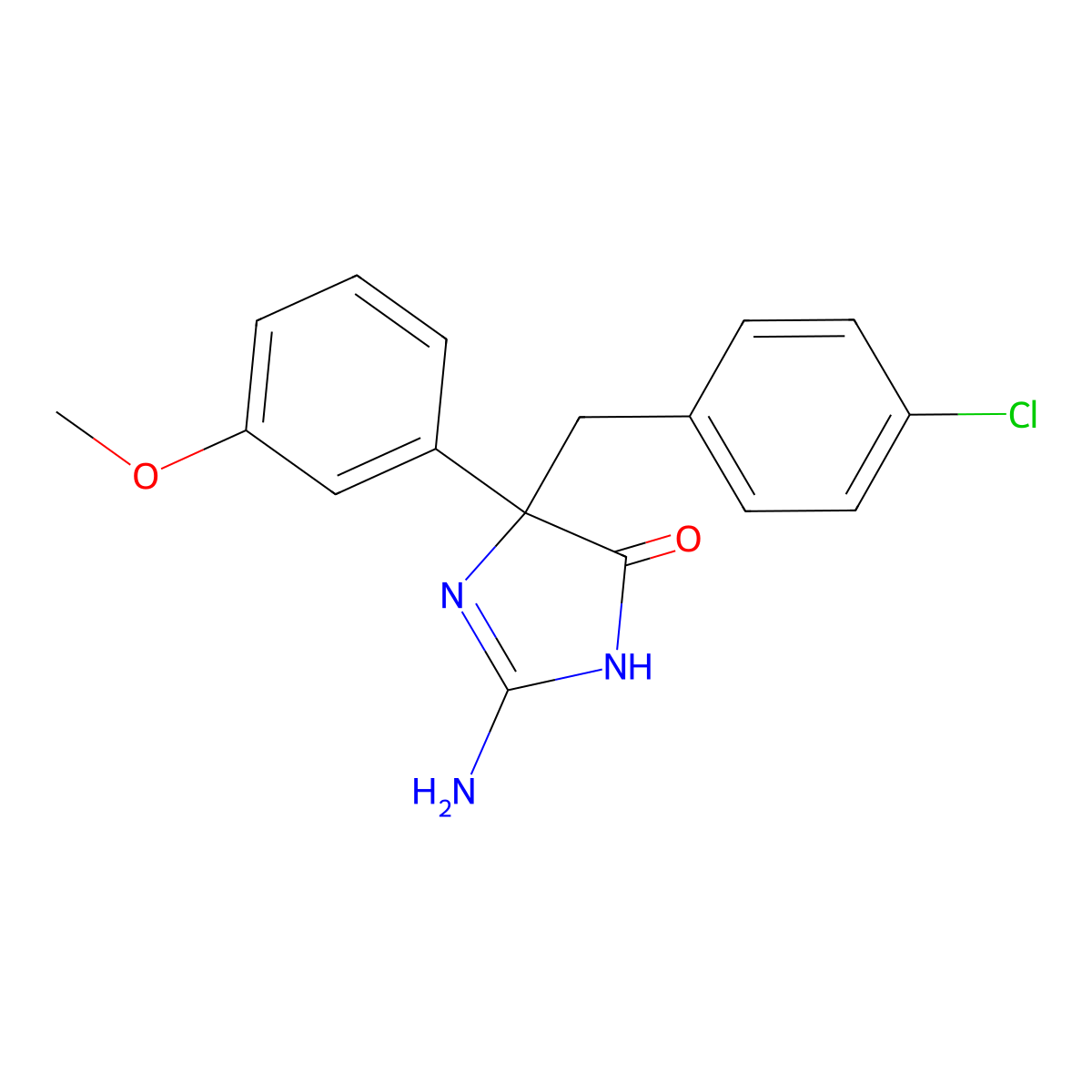 2-Amino-5-[(4-chlorophenyl)methyl]-5-(3-methoxyphenyl)-4,5-dihydro-1H-imidazol-4-one molecular structure, CAS 1354916-80-5